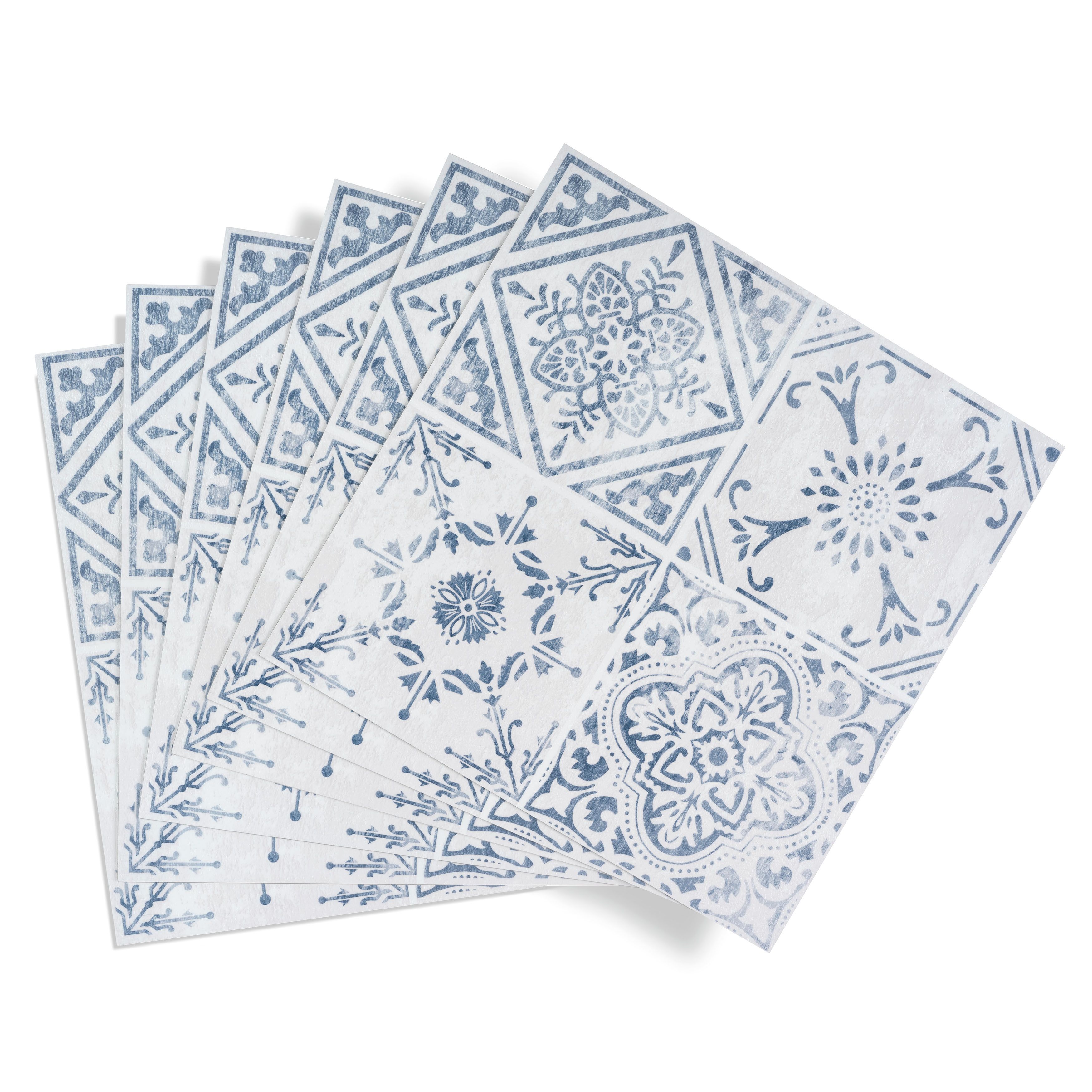 D-C-Fix Blue & White Vintage Tile effect Self-adhesive Vinyl tile, 1.2m²