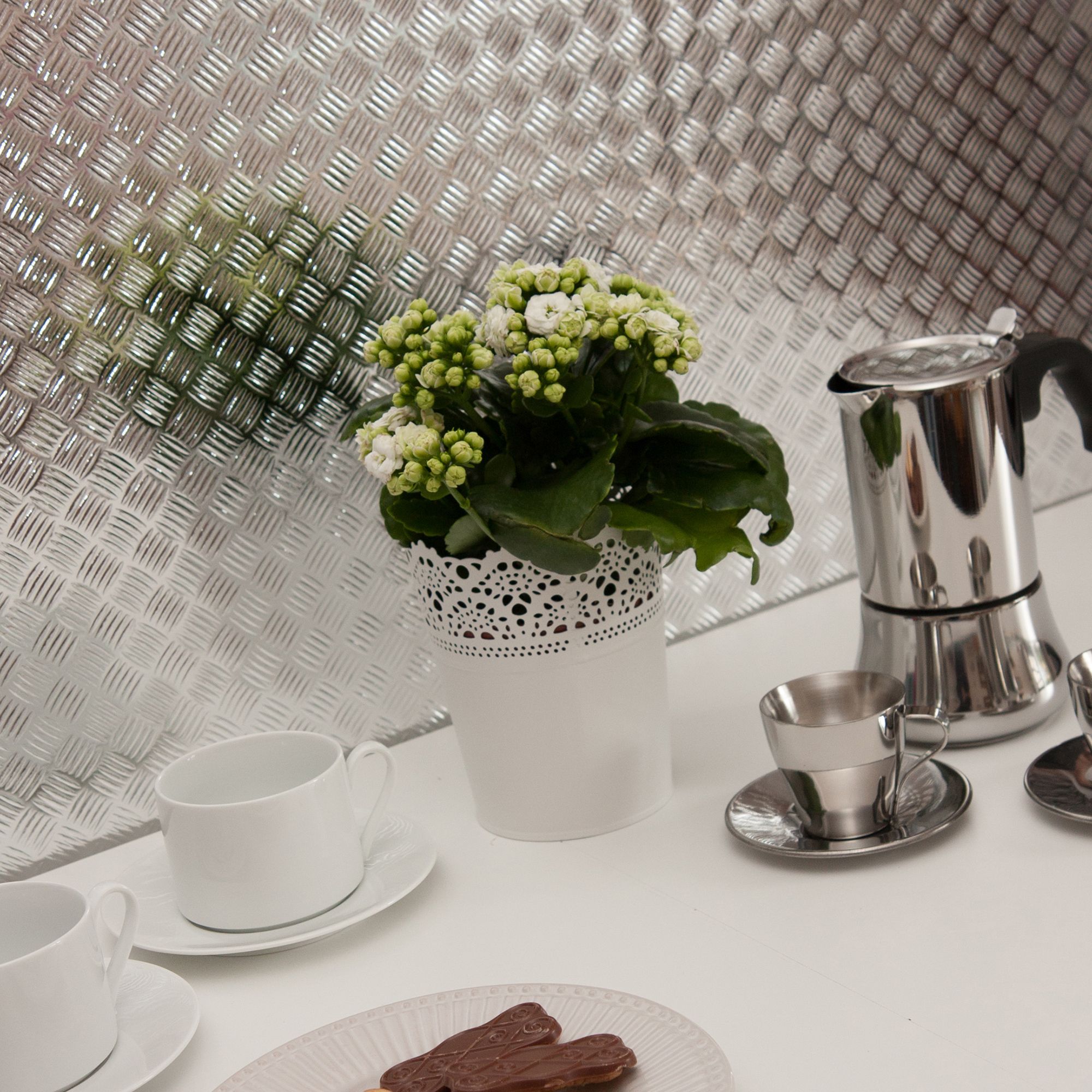 D-C-Fix Criss cross Checkerboard Silver effect Self-adhesive film (L)1.5m (W)450mm