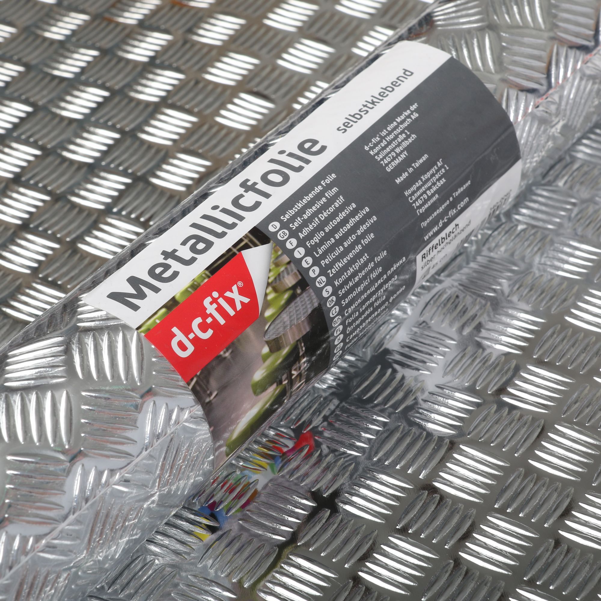 D-C-Fix Criss cross Checkerboard Silver effect Self-adhesive film (L)1.5m (W)450mm