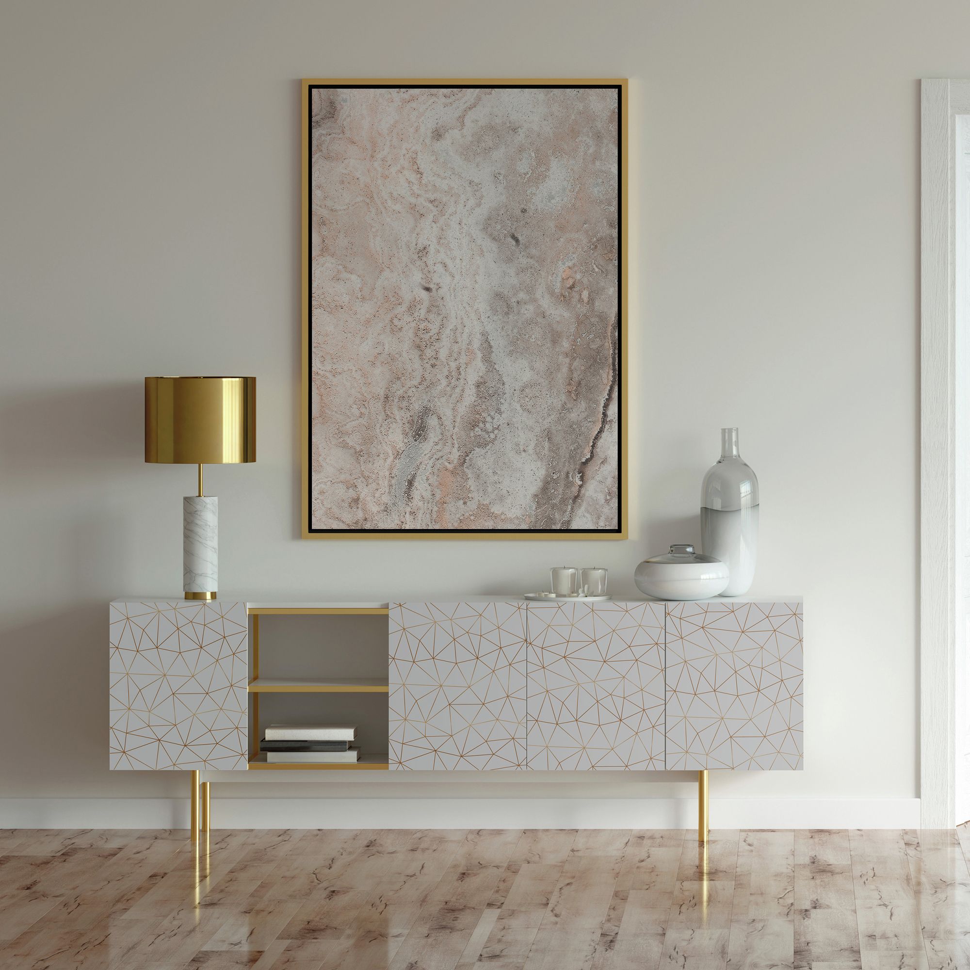 D-C-Fix Geometric Semi-gloss Gold effect Decorative film (L)2m (W)450mm