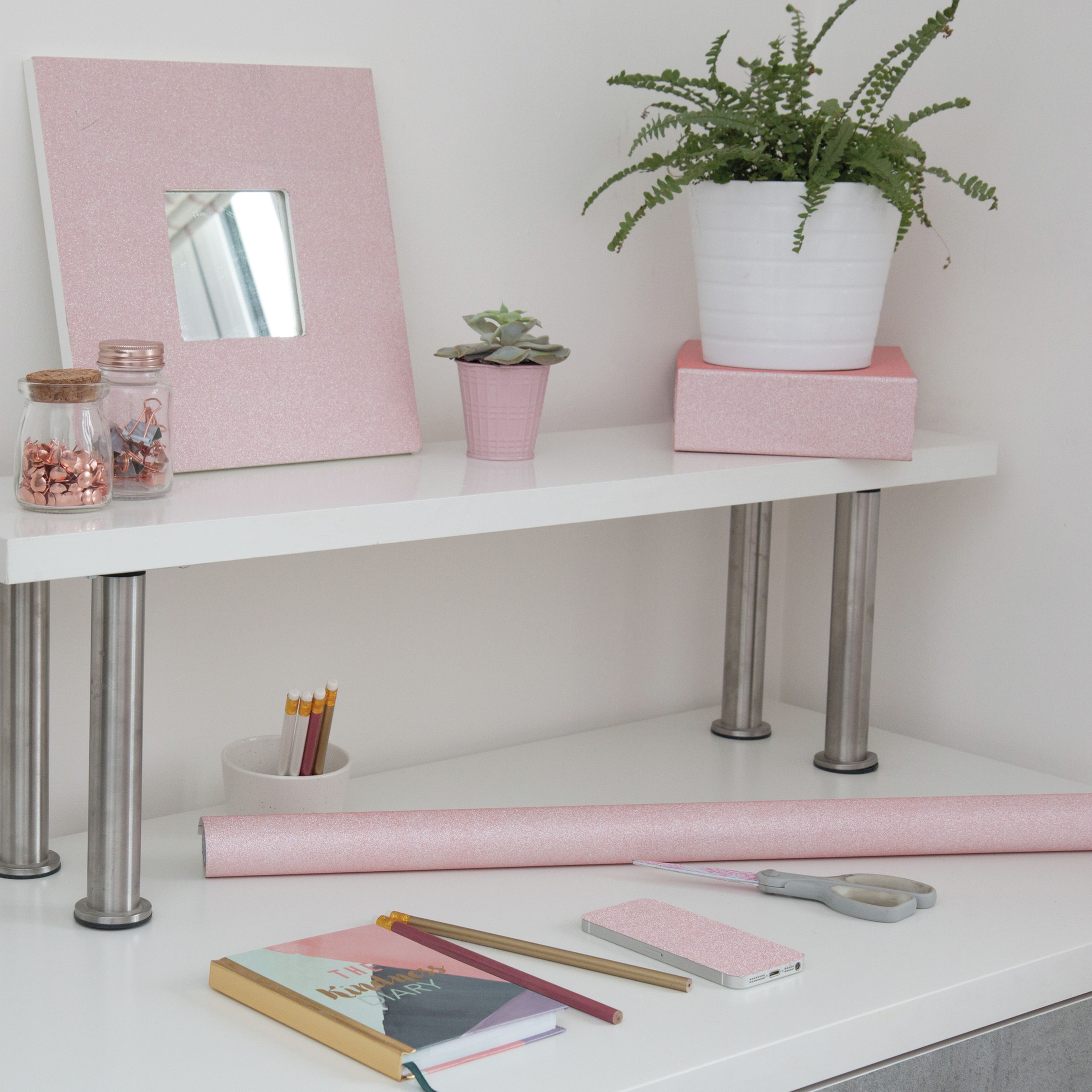 D-C-Fix Metallic pink glitter Mid sheen Pink Self-adhesive film (L)2m (W)675mm