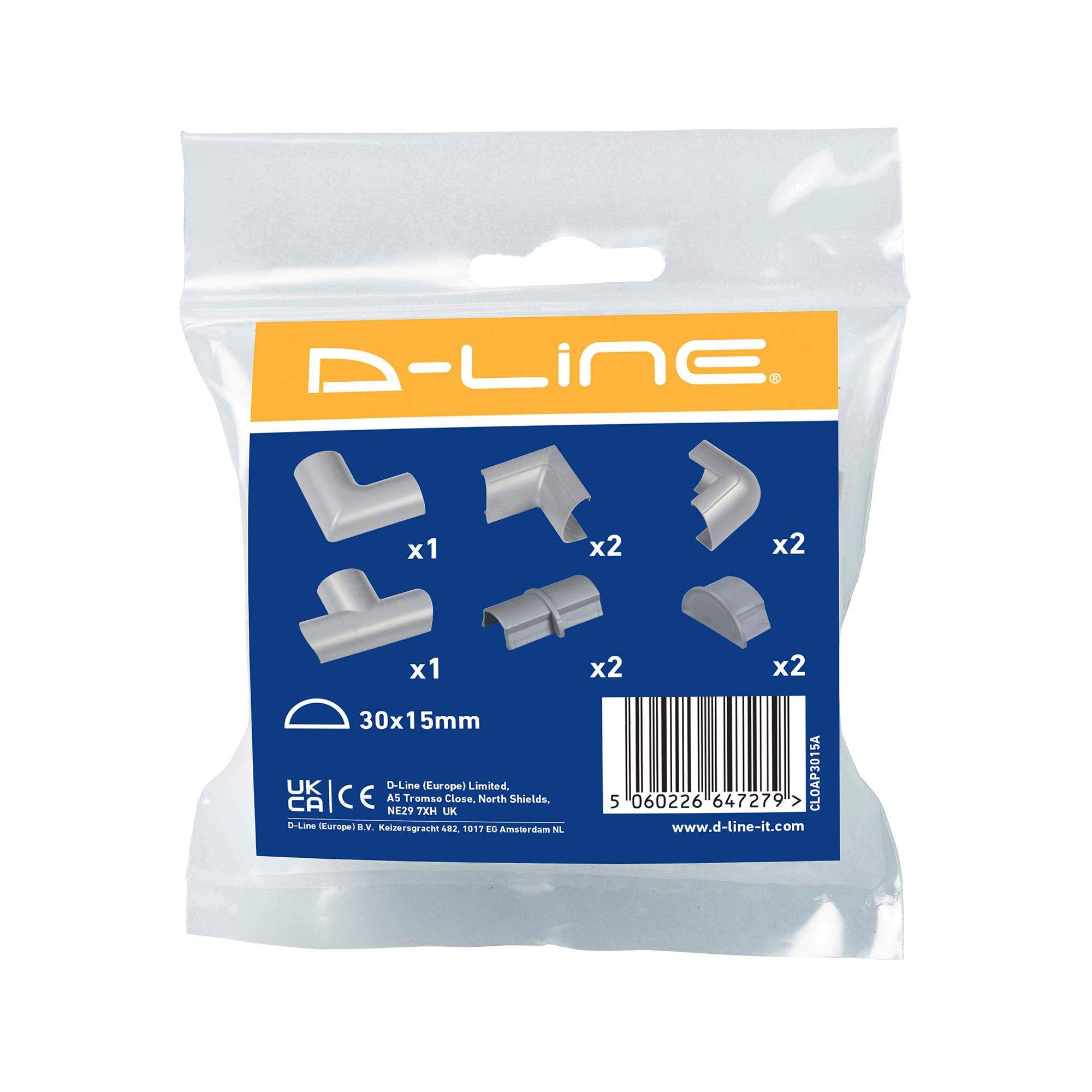 D-Line Aluminium effect 10 Piece Accessory pack (D)15mm, (W)30mm