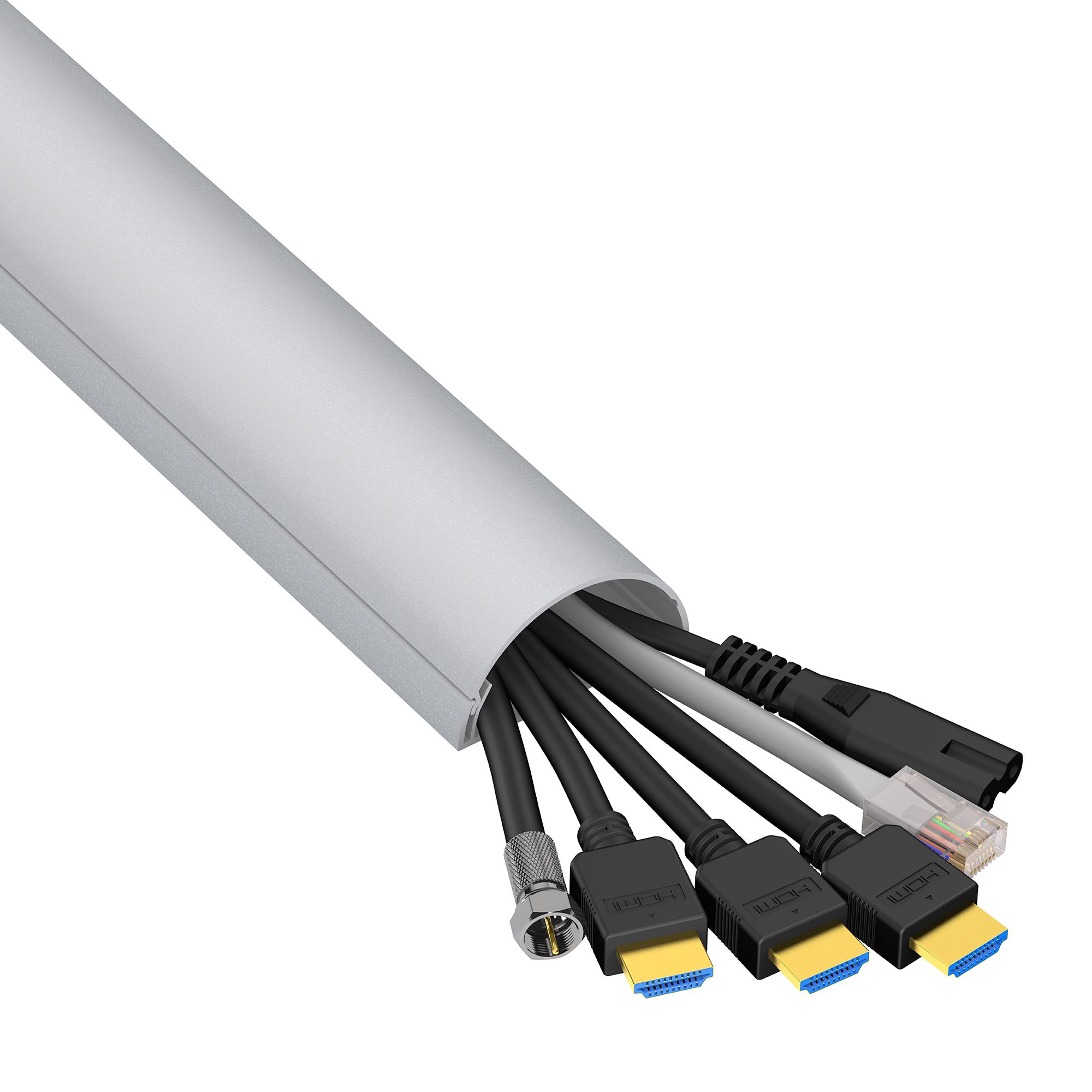 D-Line Aluminium effect Semi-circle Decorative trunking,(W)50mm (L)1m (H)25mm