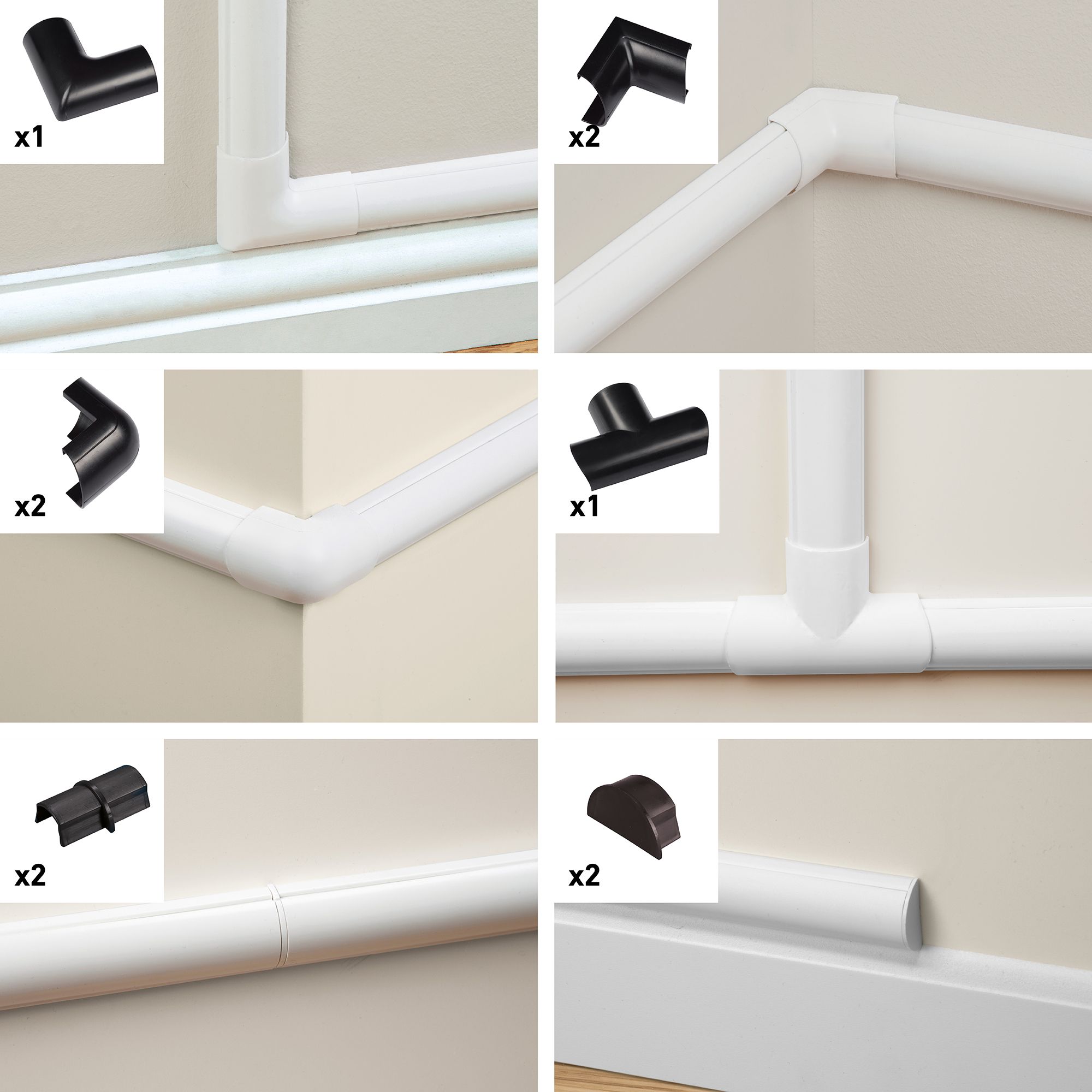 D-Line Black 10 Piece Accessory pack (D)15mm, (W)30mm