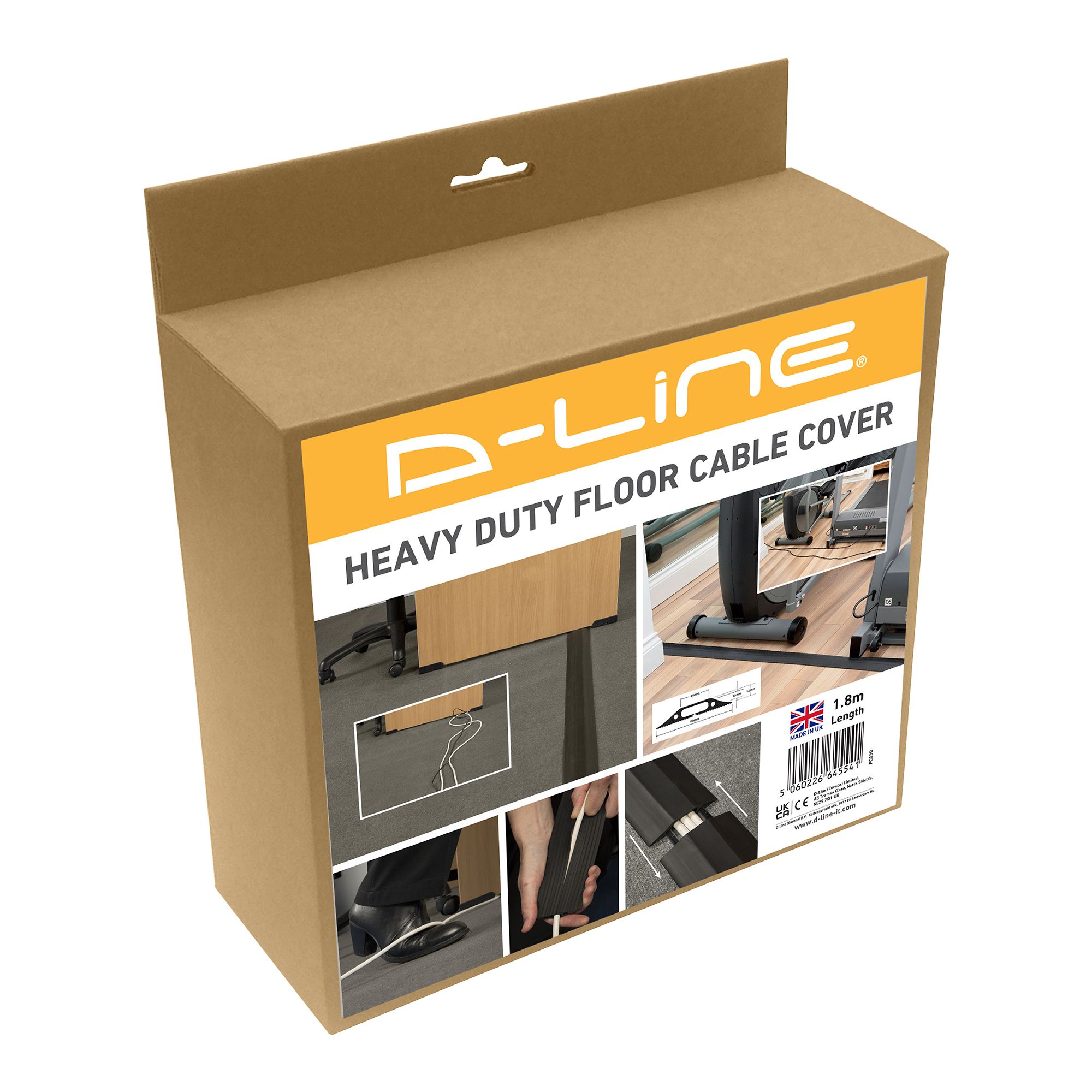 D-Line Black Floor cable cover, (L)1.8m