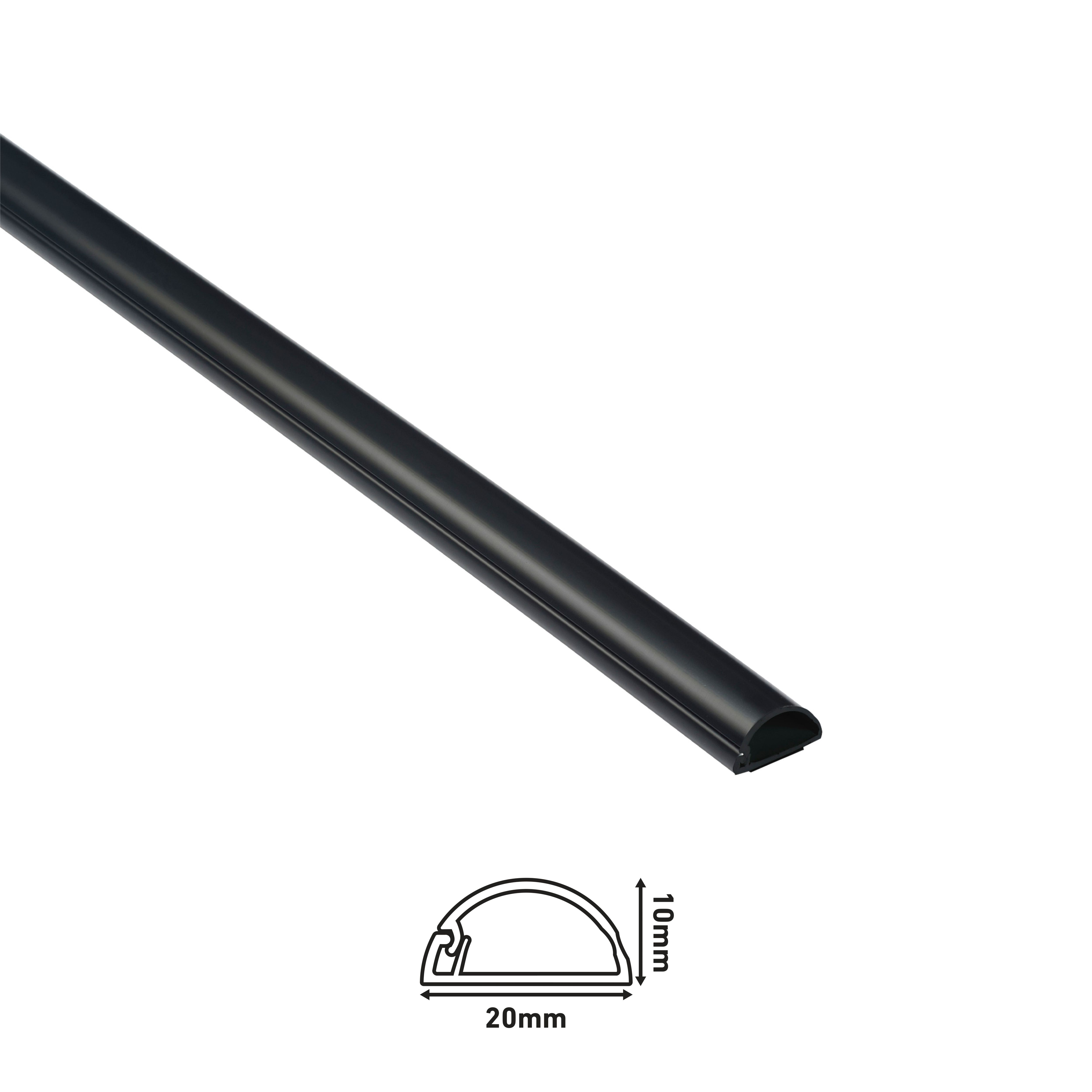 D Line Black Semi-circle Decorative trunking,(W)10mm (L)2m (H)20mm