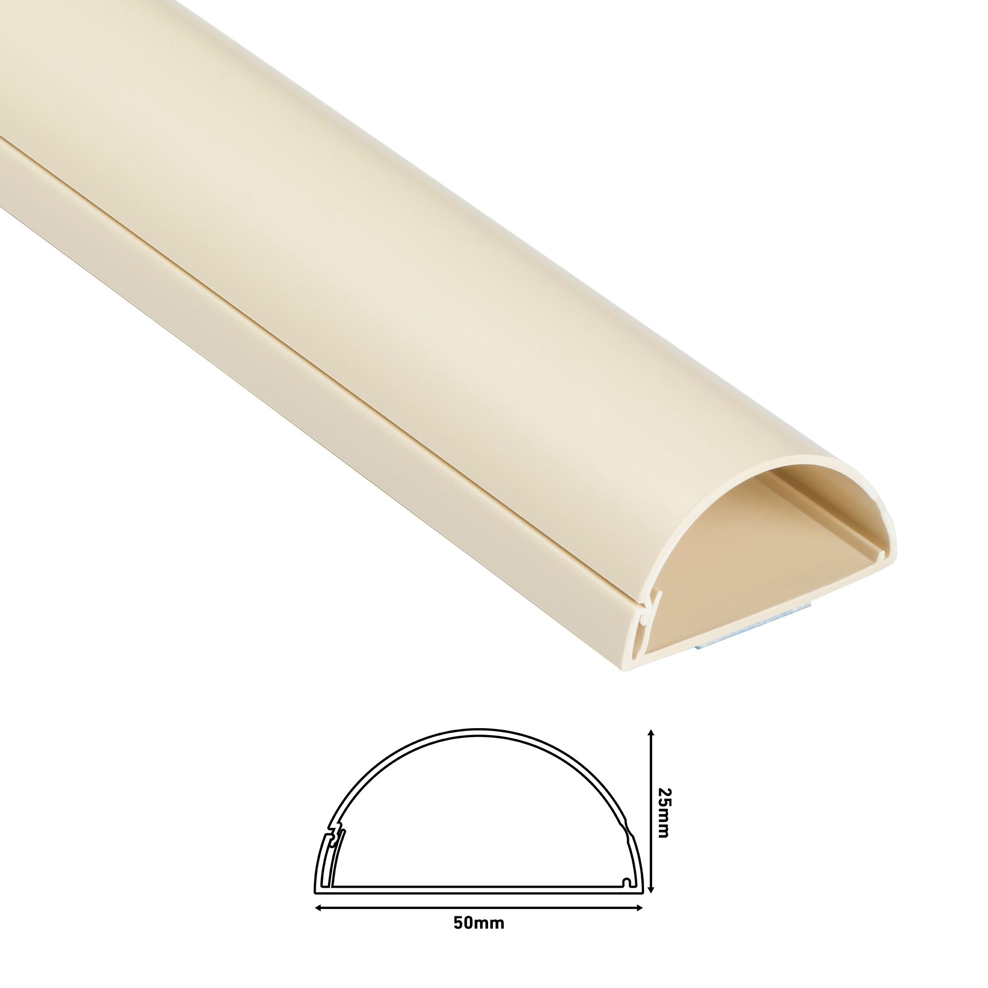 D-Line Magnolia Semi-circle Decorative trunking,(W)50mm (L)1m (H)25mm