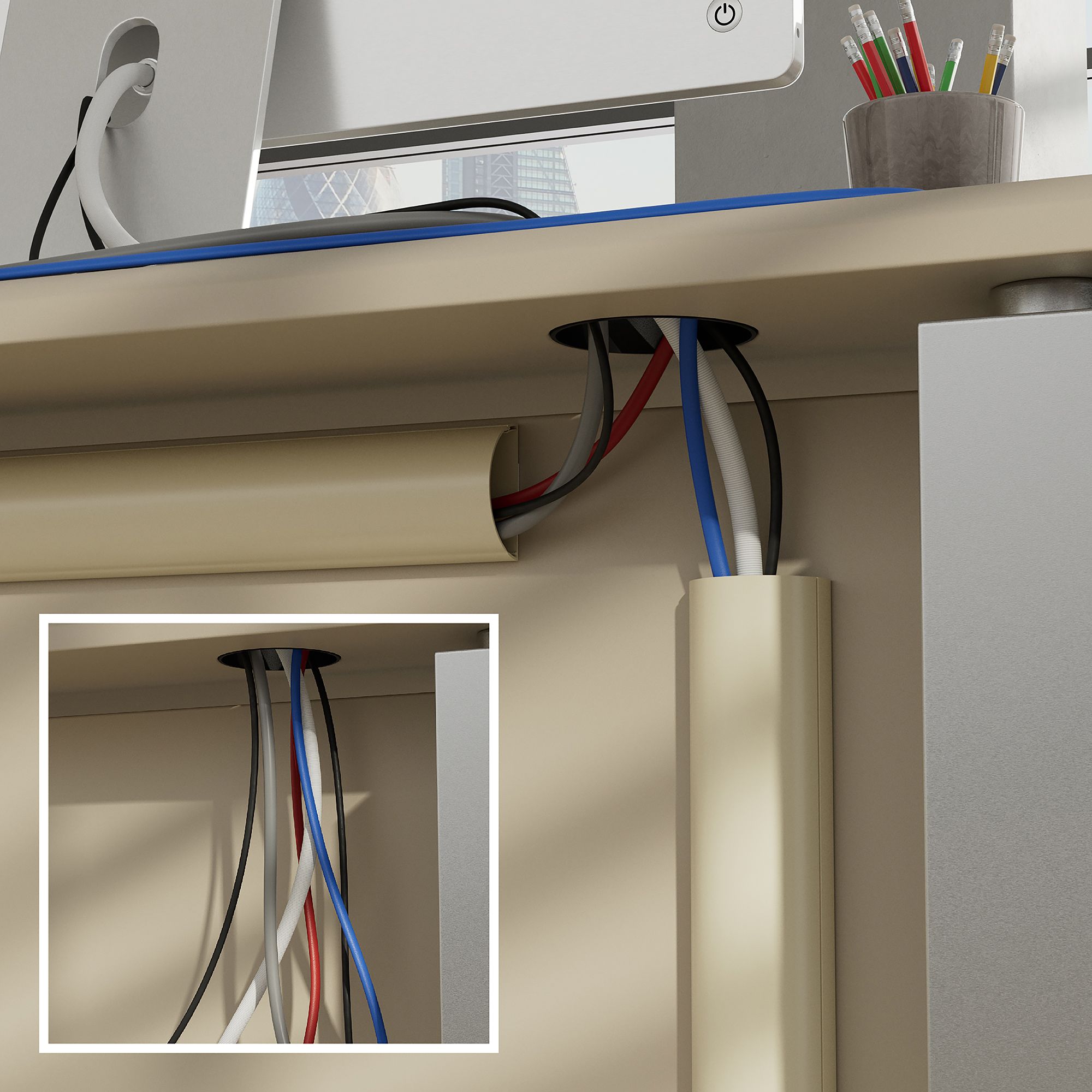 D-Line Magnolia Semi-circle Decorative trunking,(W)50mm (L)1m (H)25mm