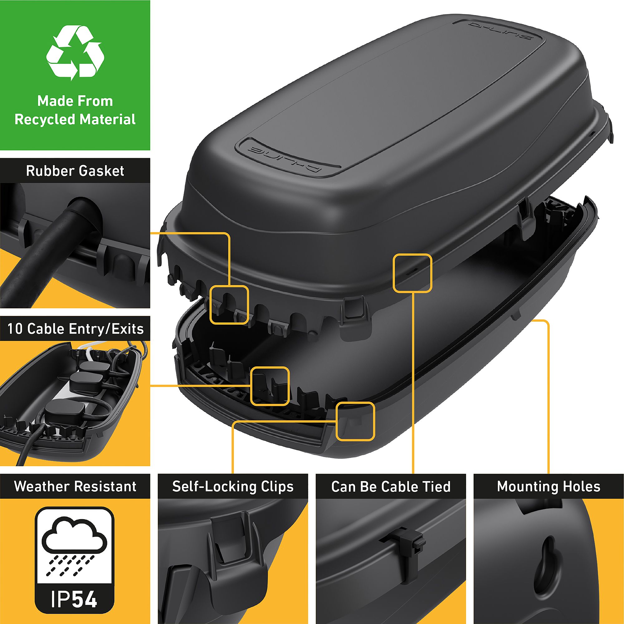 D-Line Outdoor Black Cable tidy unit