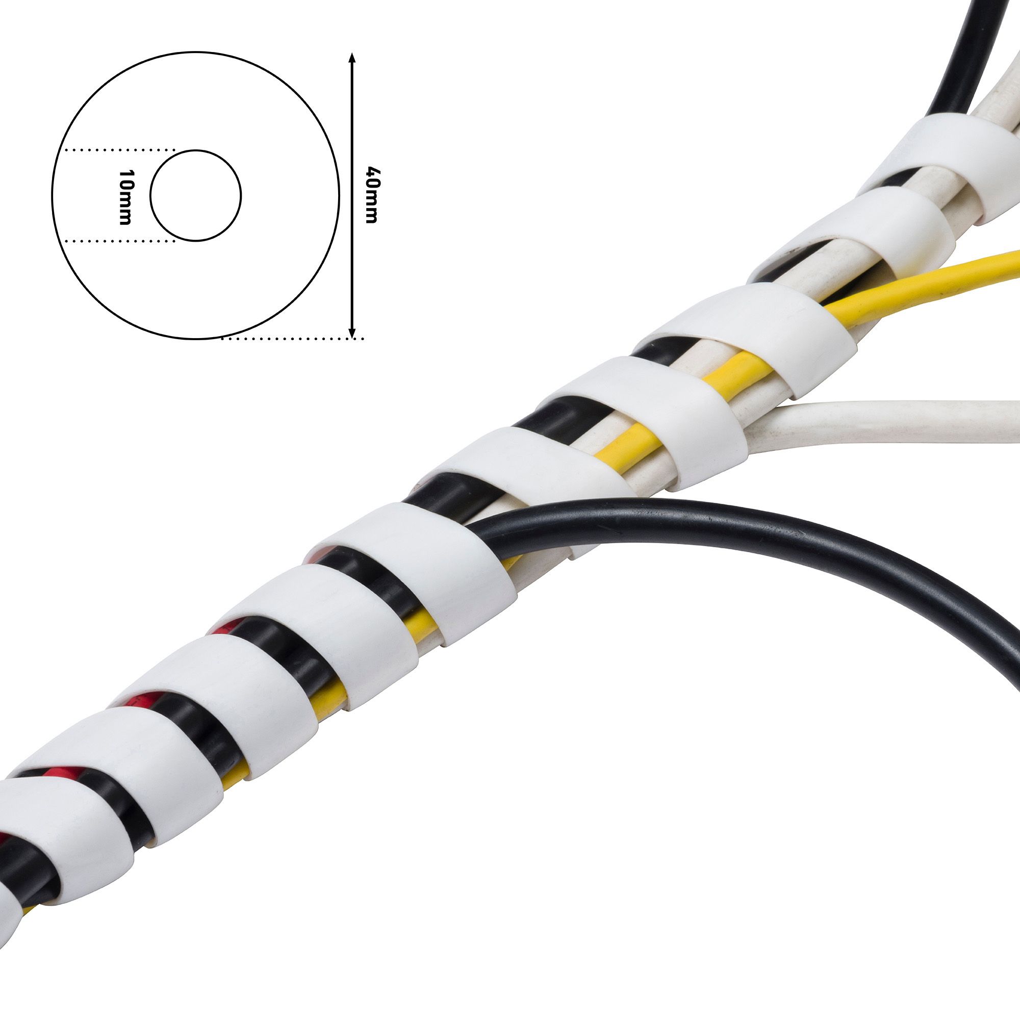 D-Line White 40mm Cable wrap, (L)2.5m