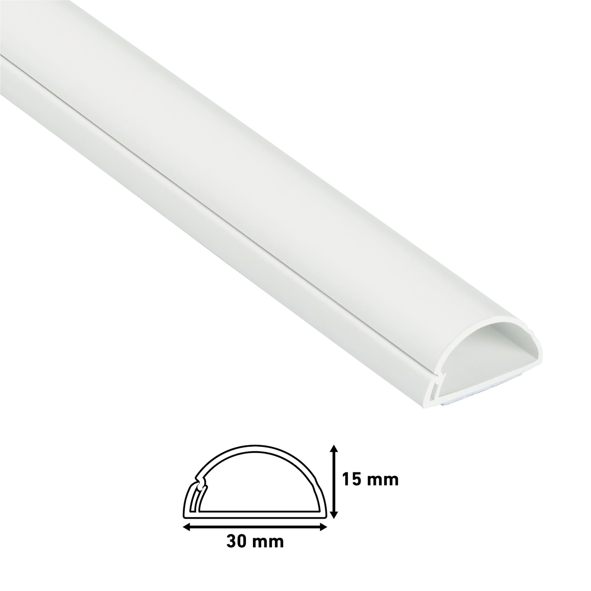D-Line White Half-round Trunking length,(W)30mm (L)1m (H)15mm, Pack of 3