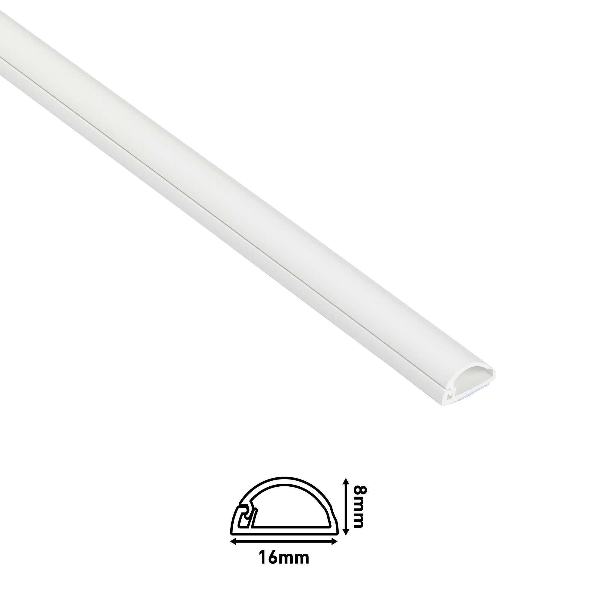 D-Line White Semi-circle Decorative trunking,(W)16mm (L)2m (H)8mm, Pack of 4