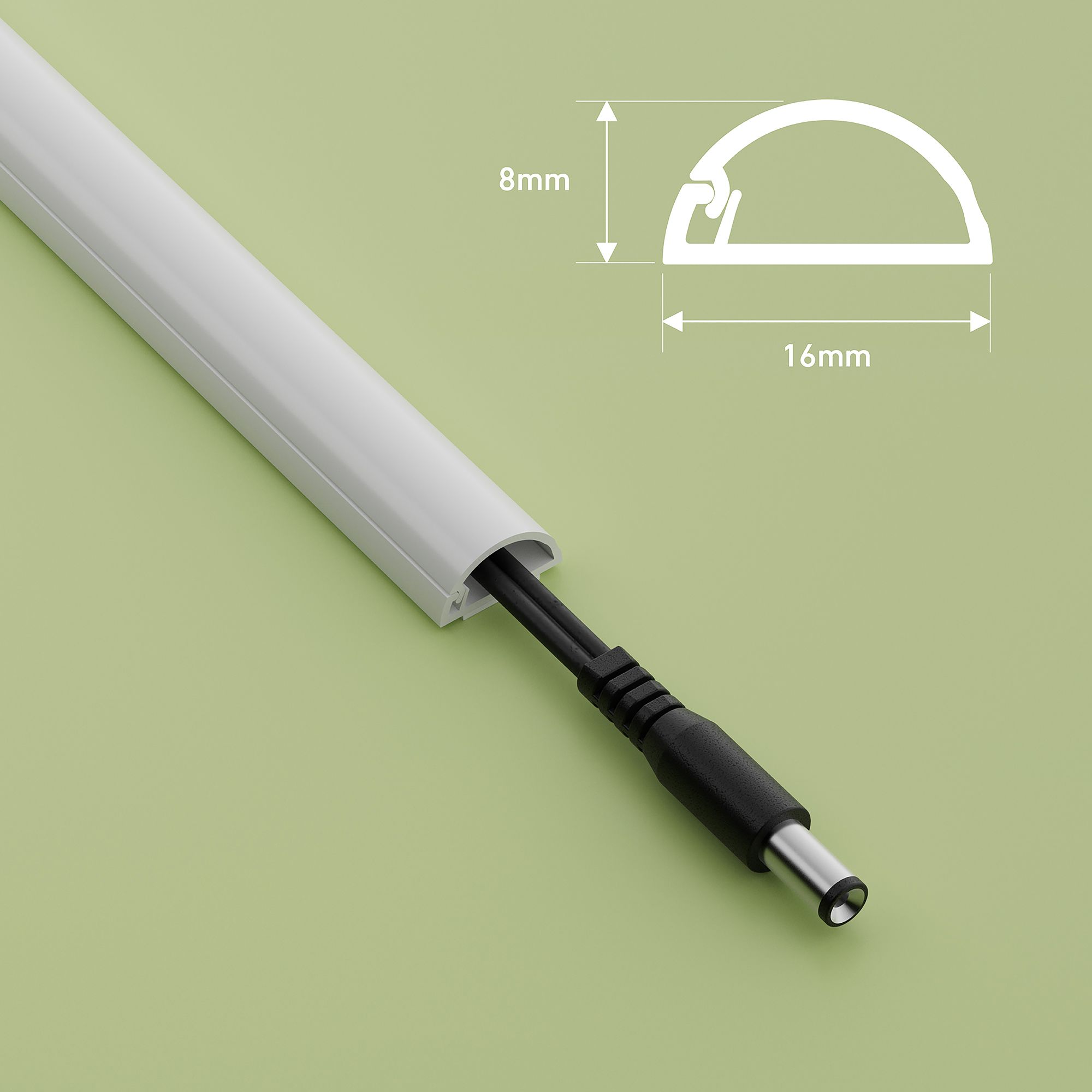 D-Line White Semi-circle Decorative trunking,(W)16mm (L)2m (H)8mm, Pack of 4