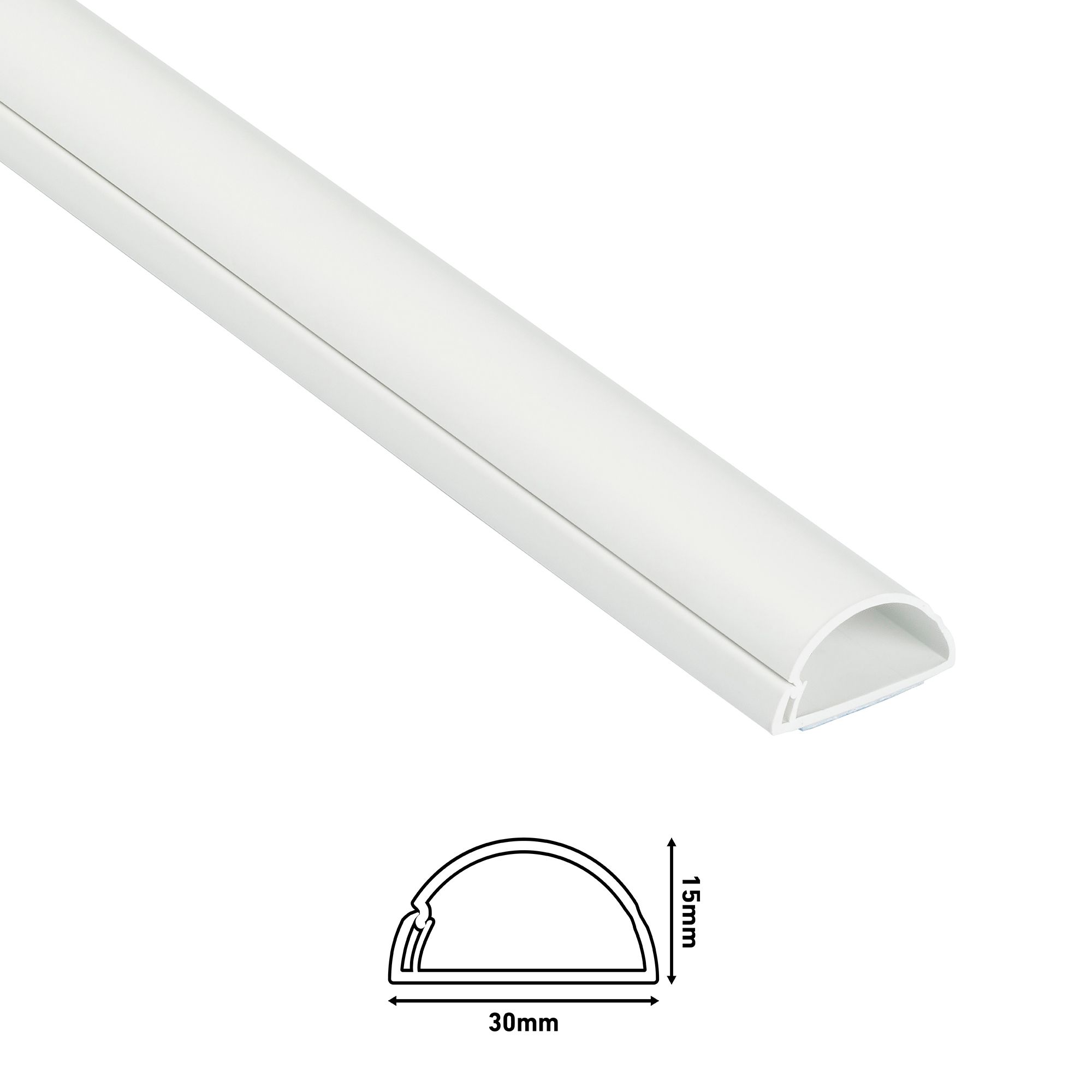 D-Line White Semi-circle Decorative trunking,(W)30mm (L)2m (H)15mm, Pack of 4