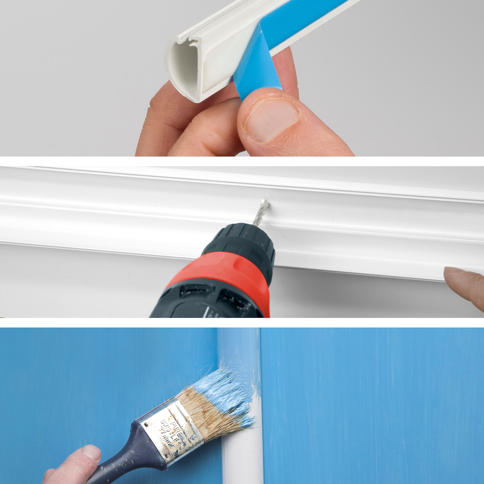 D-Line White Semi-circle Decorative trunking,(W)30mm (L)2m (H)15mm, Pack of 4