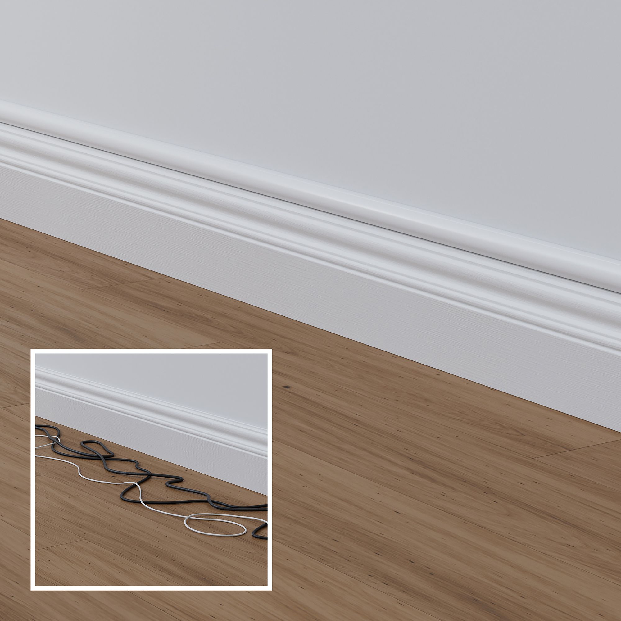 D-Line White Semi-circle Decorative trunking,(W)30mm (L)2m (H)15mm, Pack of 4