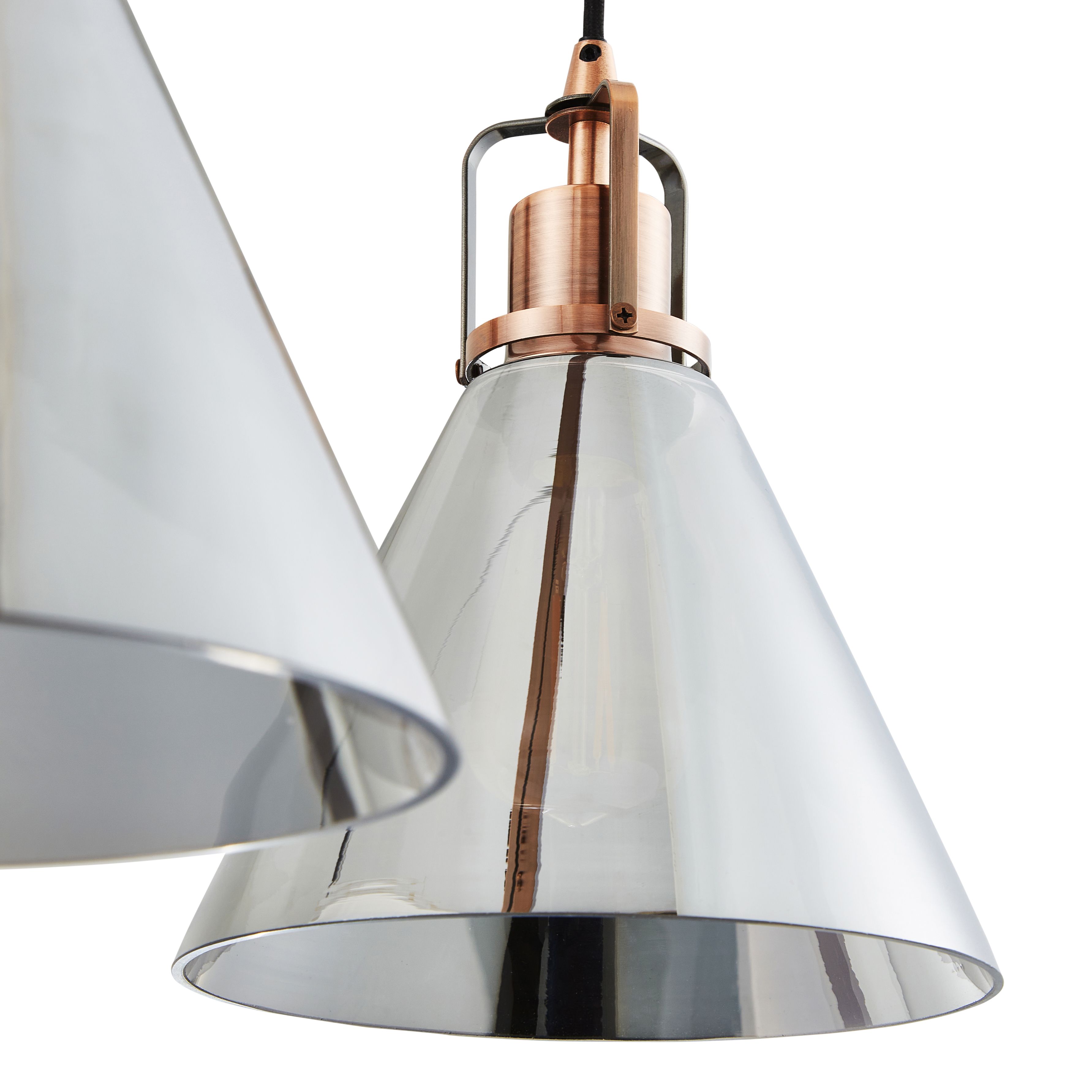 Dafyd Cone Antique copper effect 3 Lamp Pendant ceiling light, (Dia)900mm
