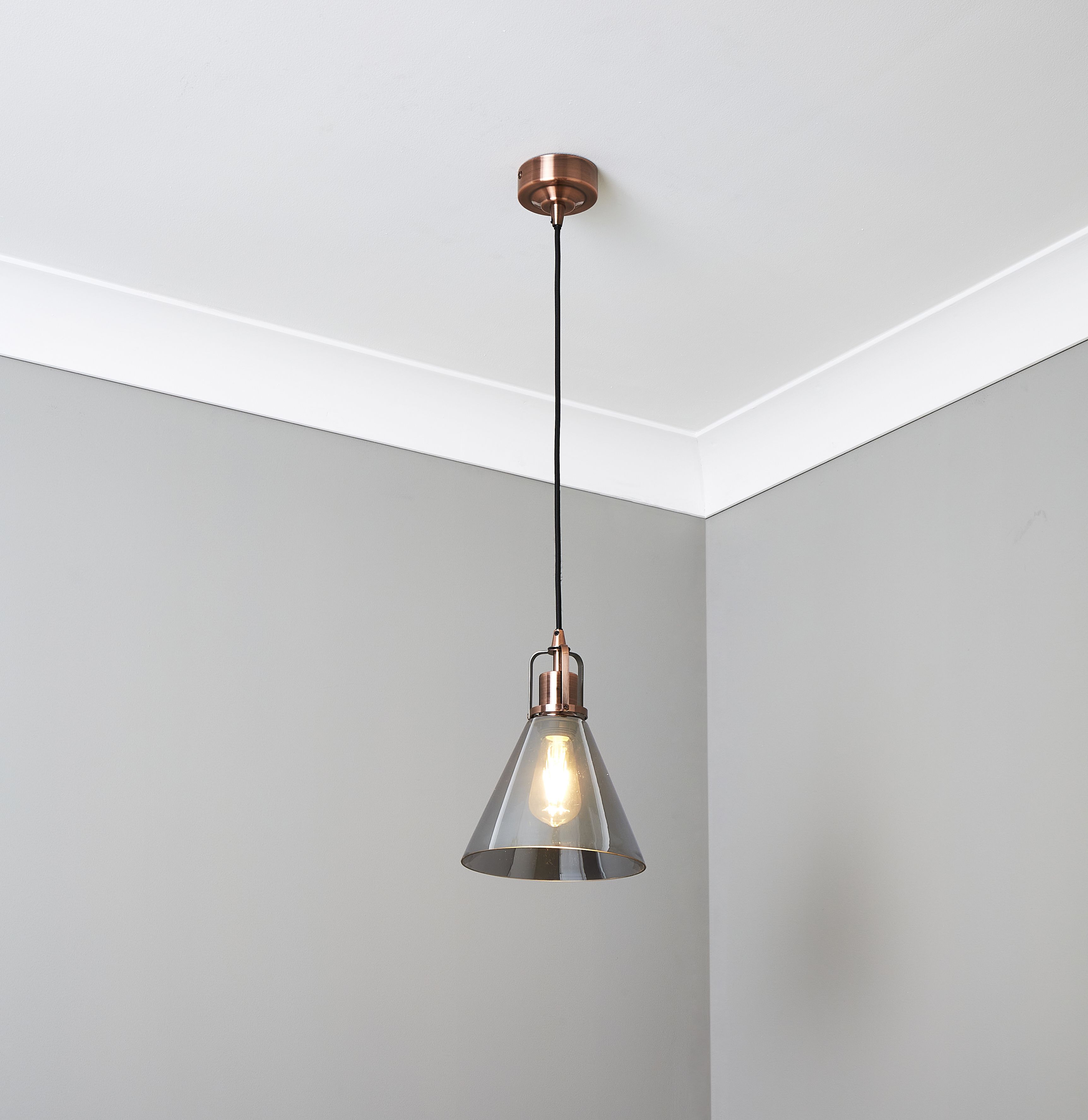 Dafyd Cone Antique copper effect Pendant ceiling light, (Dia)205mm
