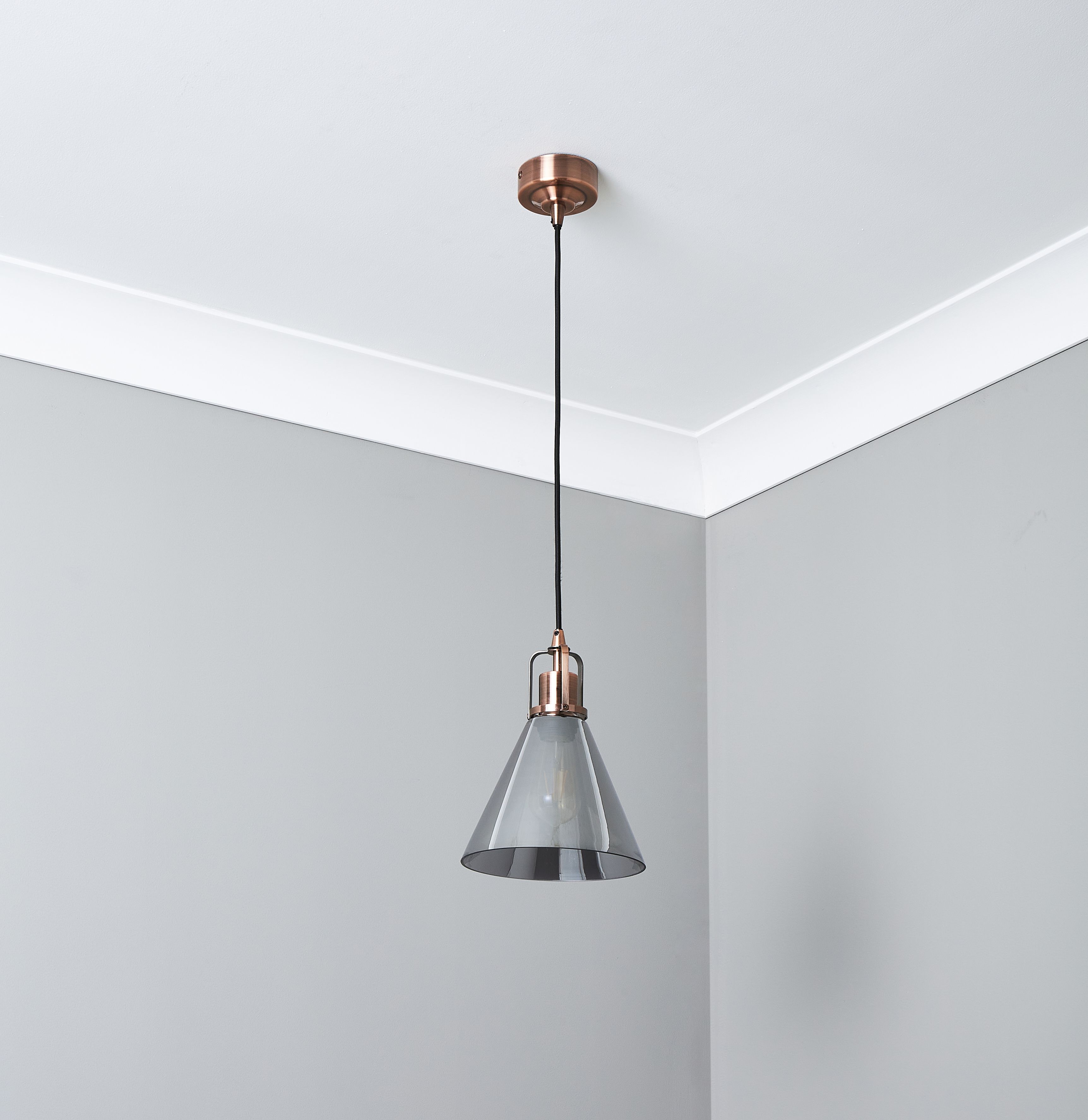 Dafyd Cone Antique copper effect Pendant ceiling light, (Dia)205mm