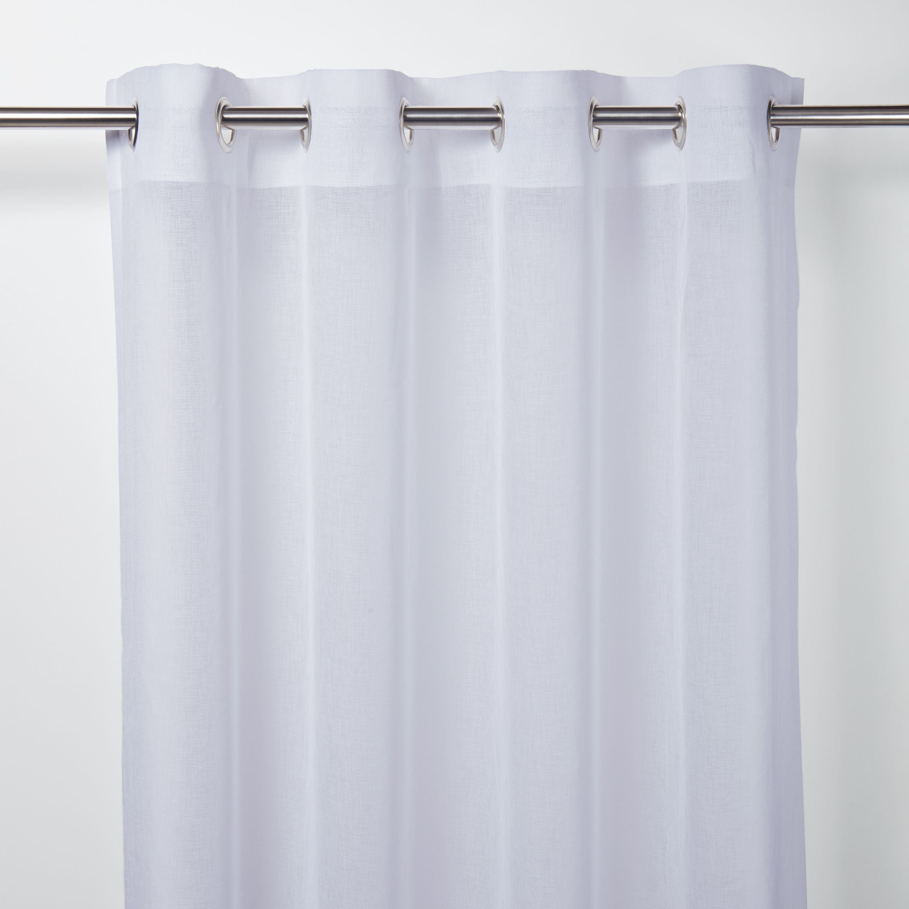 Damak White Plain Unlined Eyelet Voile curtain (W)140cm (L)260cm, Single