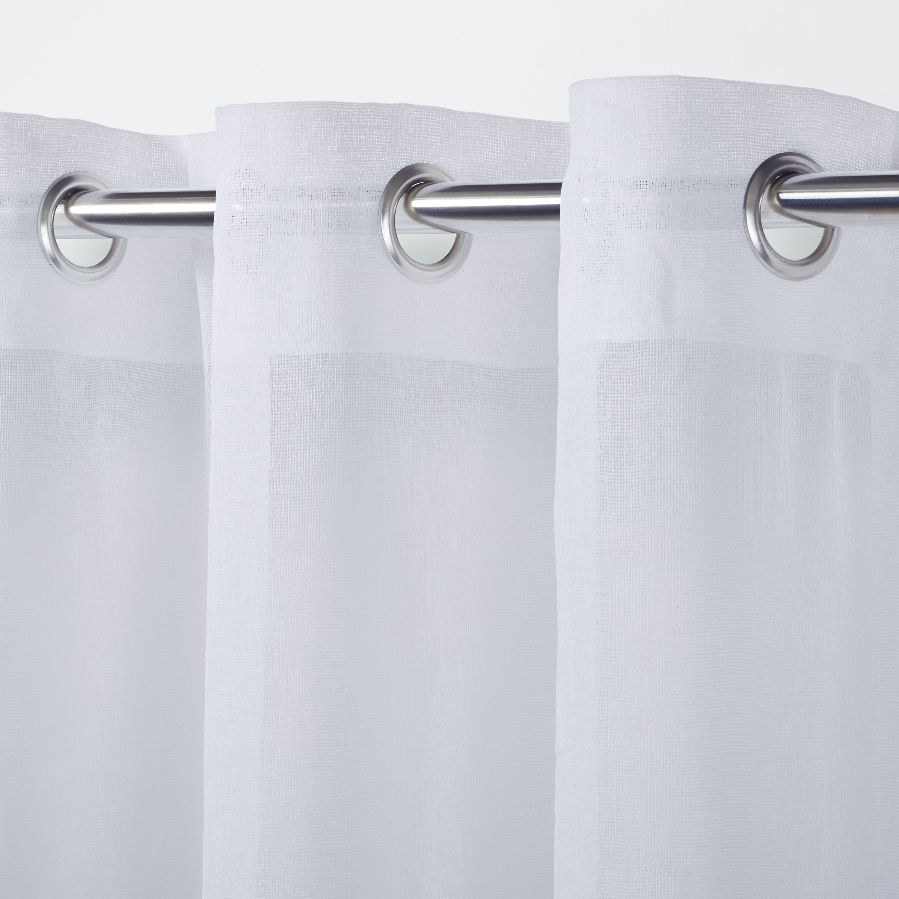 Damak White Plain Unlined Eyelet Voile curtain (W)140cm (L)260cm, Single