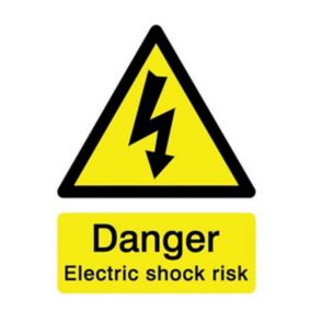 Danger electric shock risk Self-adhesive labels, (H)200mm (W)150mm