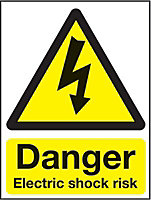 Danger electrical shock risk Plastic Safety sign, (H)200mm (W)150mm
