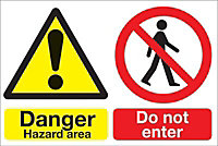 Danger hazard area Plastic No admittance sign, (H)400mm (W)600mm