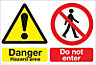 Danger hazard area Plastic No admittance sign, (H)400mm (W)600mm
