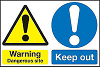 Dangerous site keep out Plastic No admittance sign, (H)400mm (W)60mm