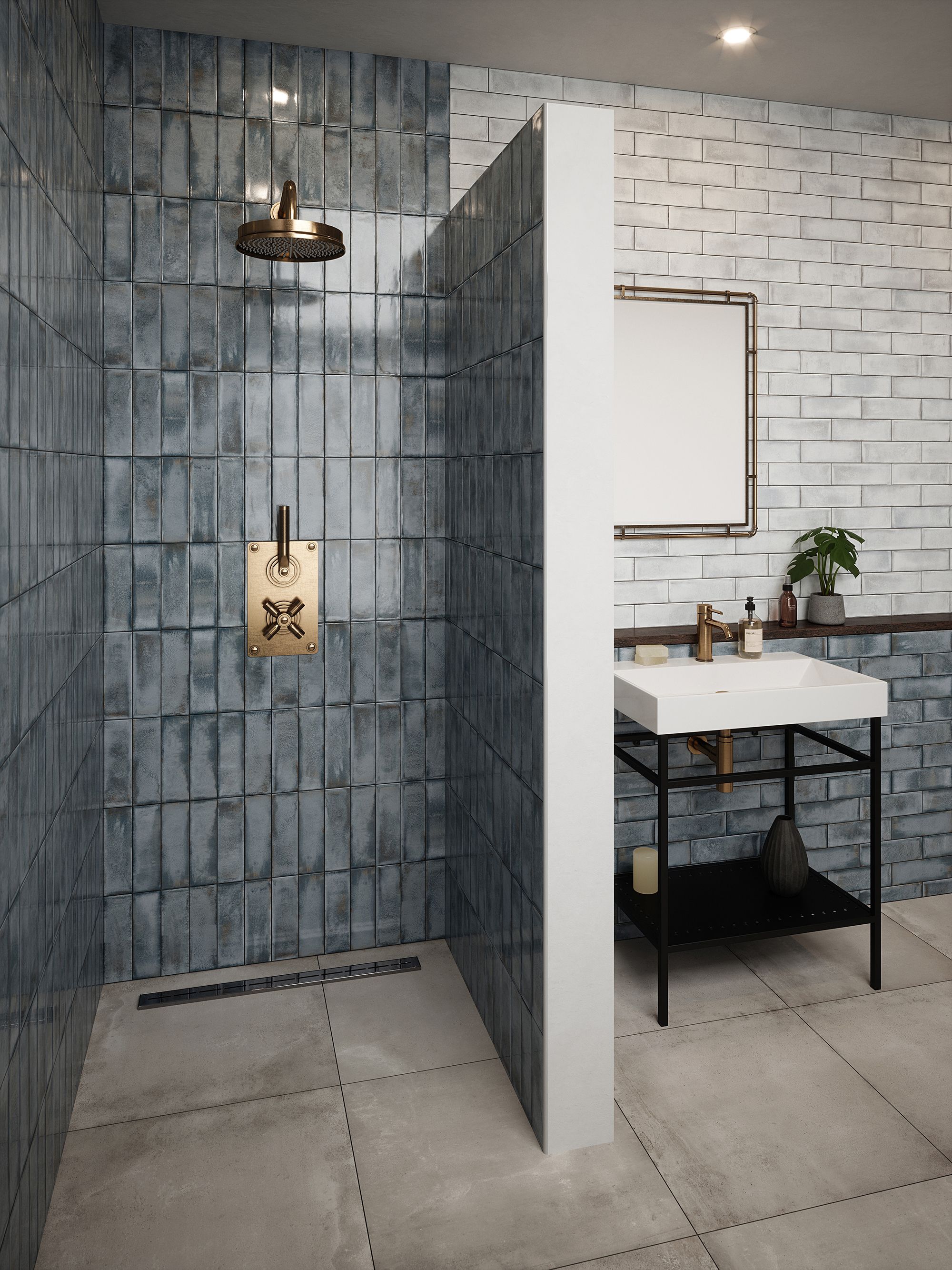 Dark Grey Gloss Ceramic Wall Tile, Pack of 54, (L)245mm (W)75mm