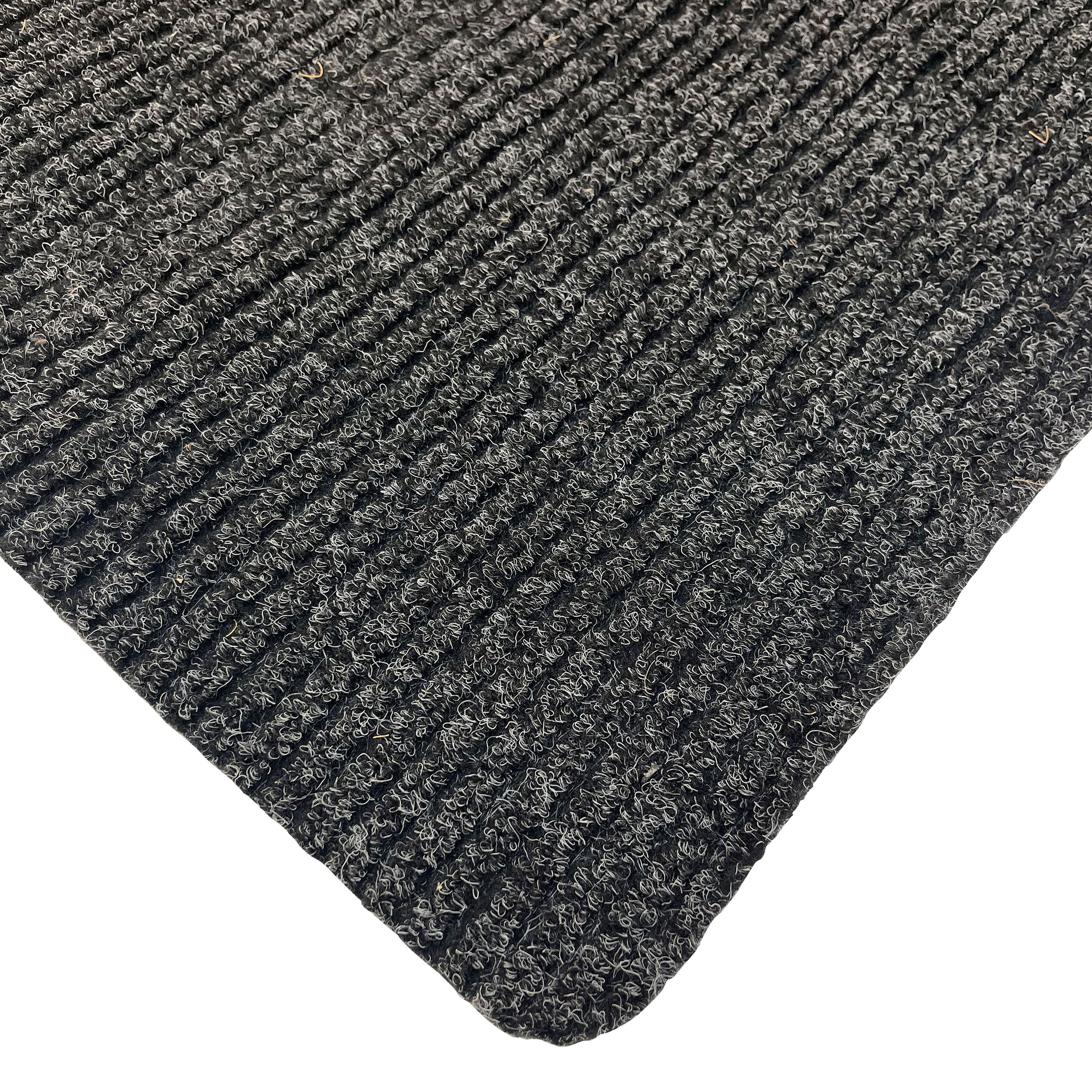 Dark grey Ribbed Door mat, 120cm x 80cm