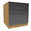 Darwin Gloss anthracite oak effect 2 Drawer Bedside chest (H)546mm (W)500mm (D)566mm