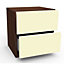 Darwin Gloss cream walnut effect 2 Drawer Bedside chest (H)548mm (W)500mm (D)420mm