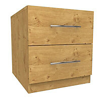 Darwin Oak effect 2 Drawer Bedside chest (H)546mm (W)500mm (D)566mm
