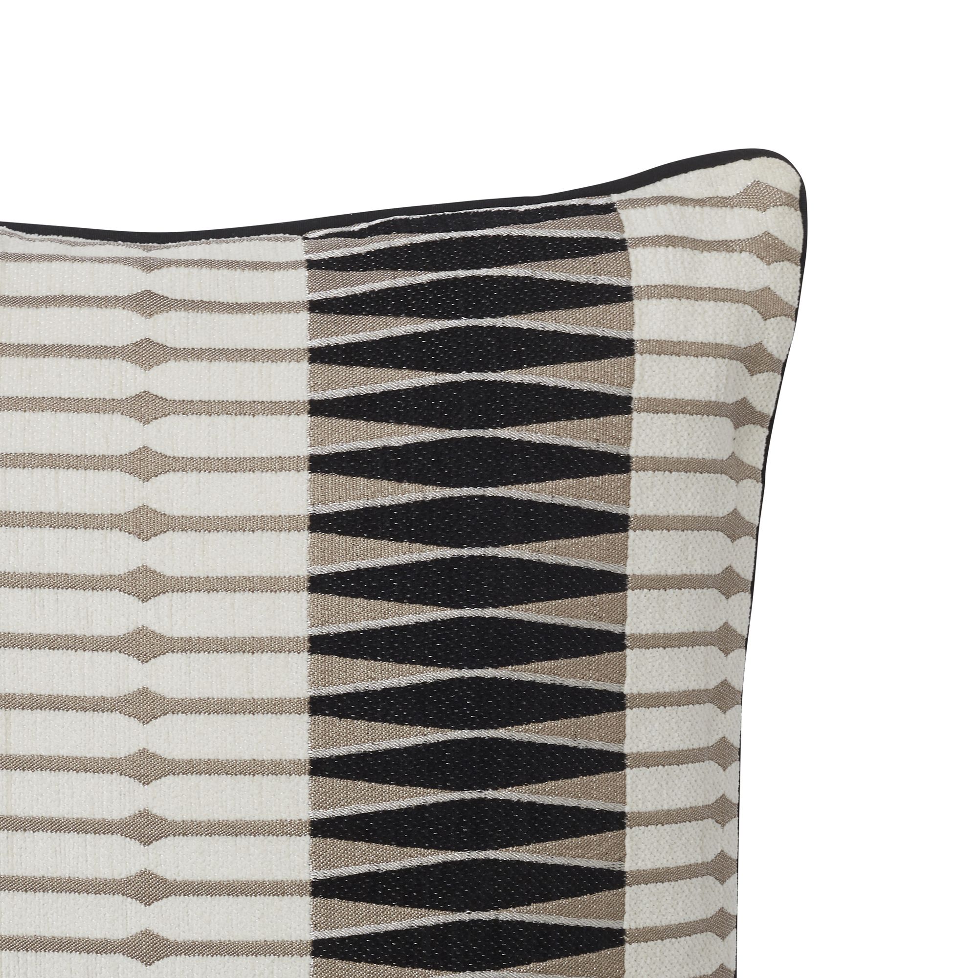 Delhi Black & white Patterned Indoor Cushion (L)50cm x (W)50cm