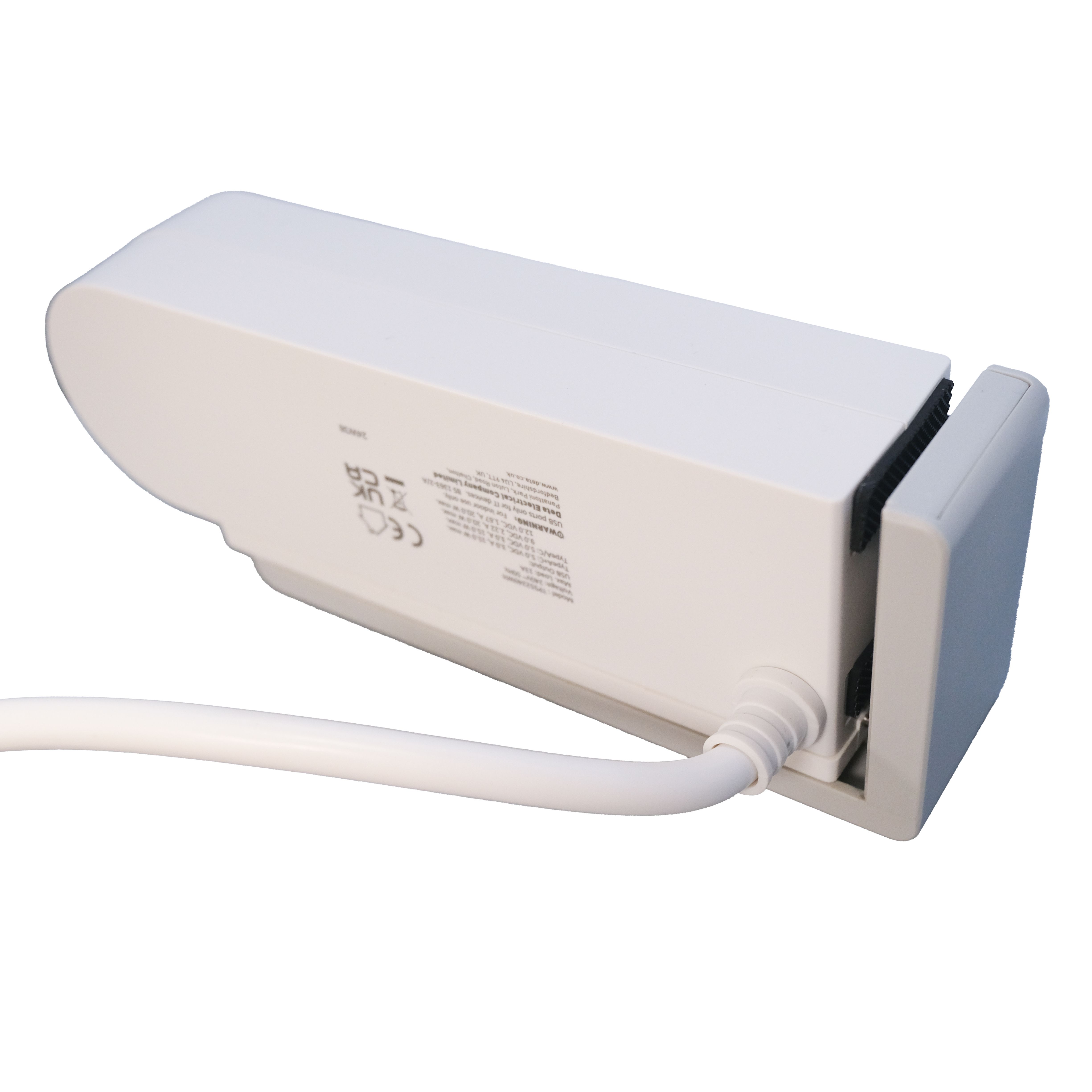 Deta White 13A 2 socket Travel extension lead with USB, 1.5m