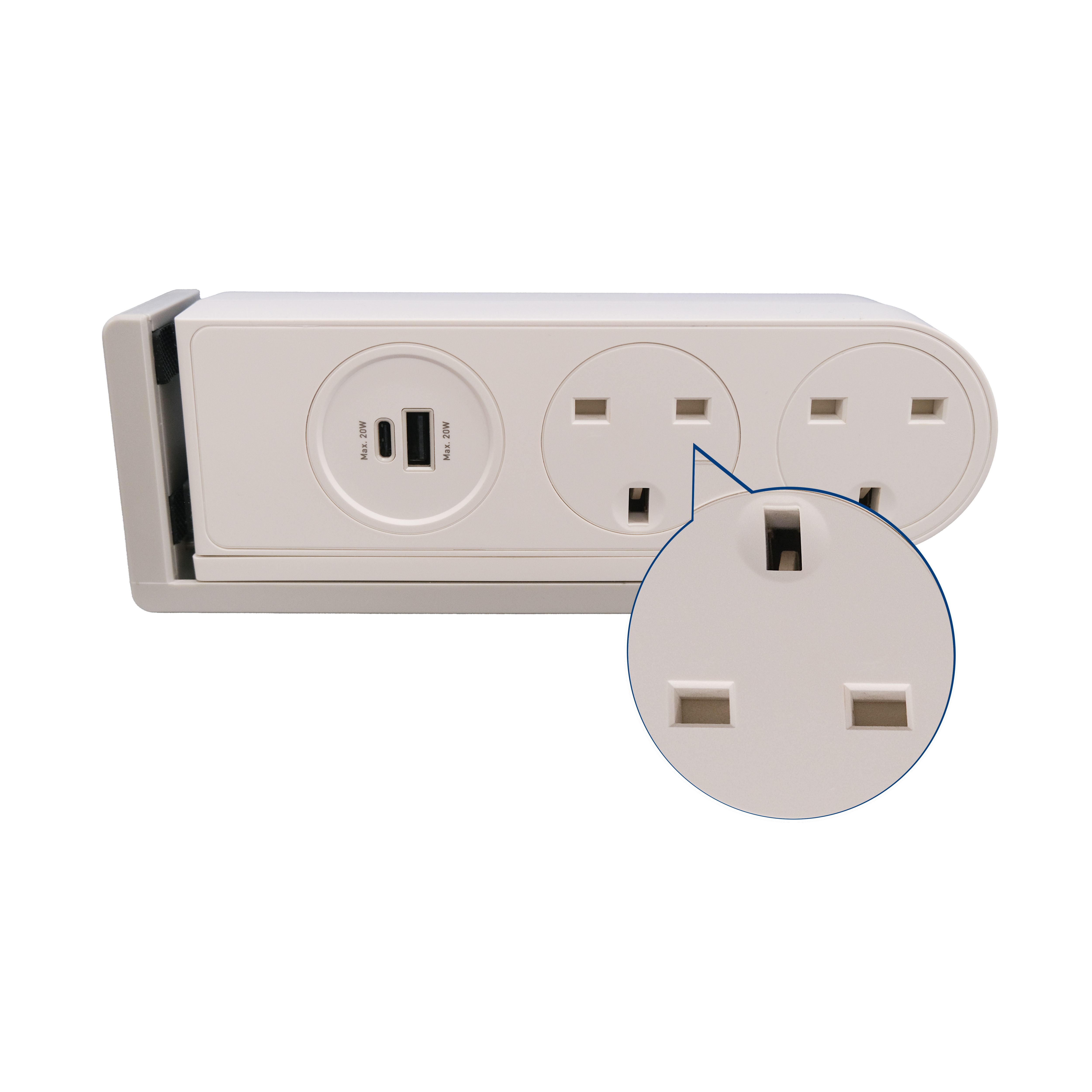 Deta White 13A 2 socket Travel extension lead with USB, 1.5m