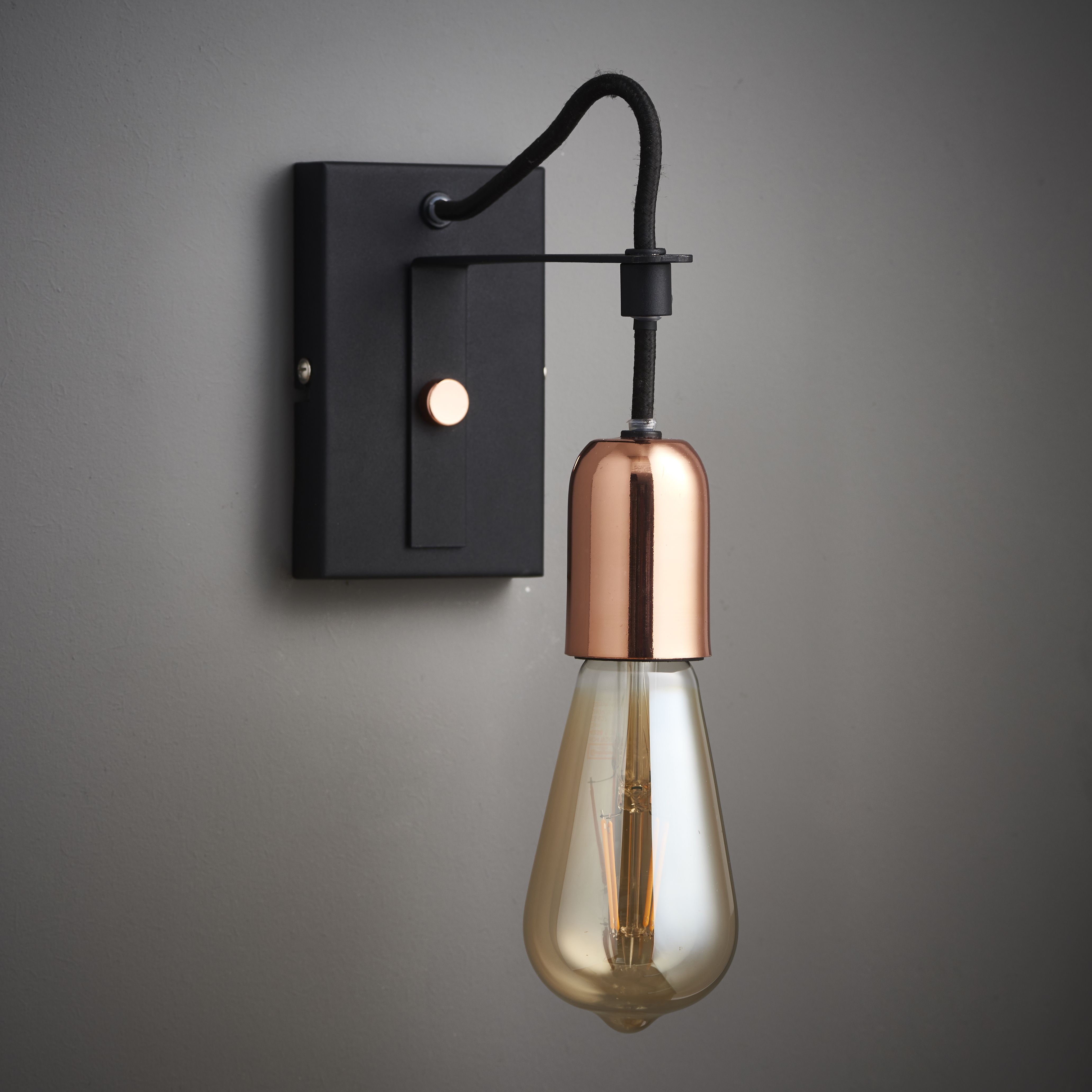 Detroit Black Copper effect Wall light