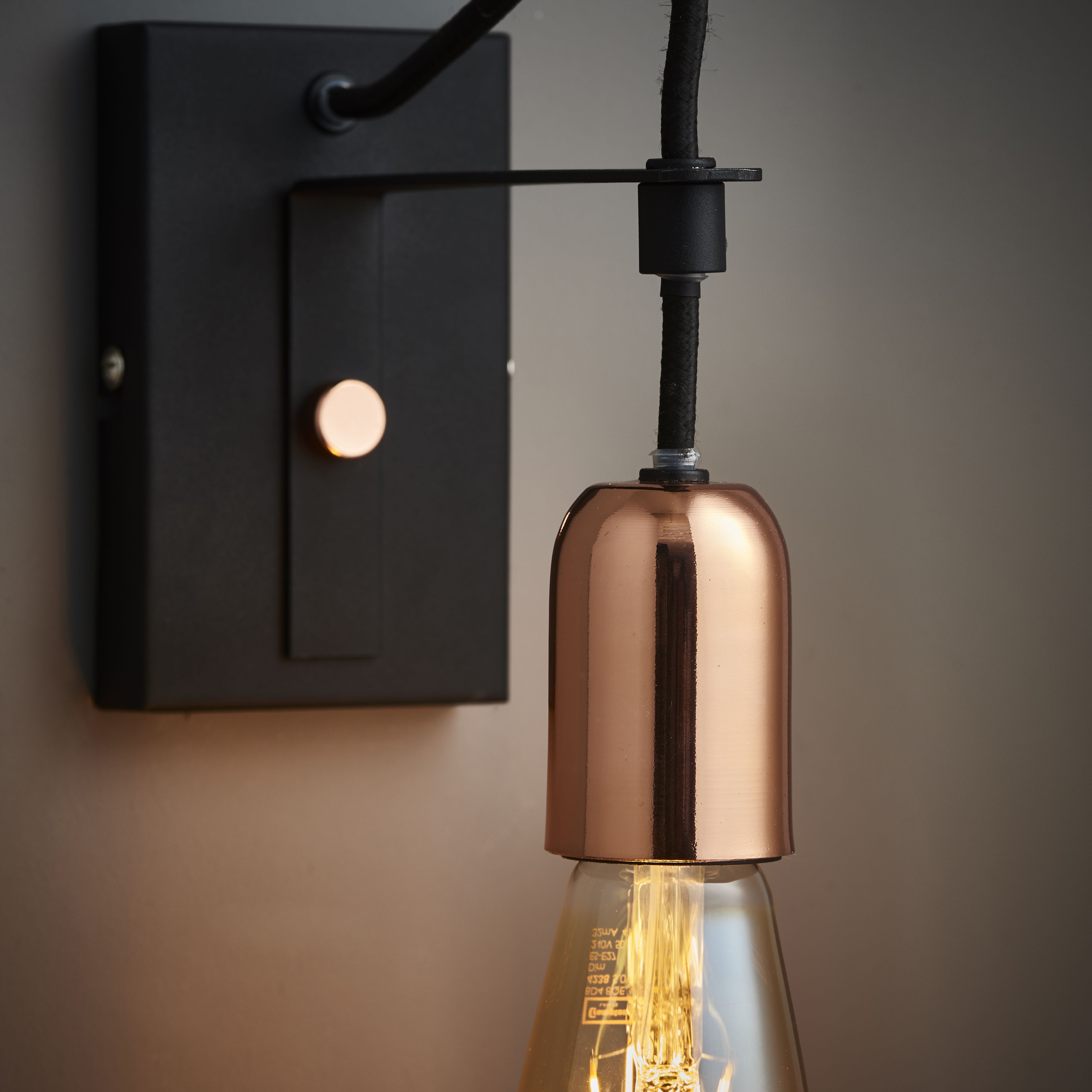 Detroit Black Copper effect Wall light