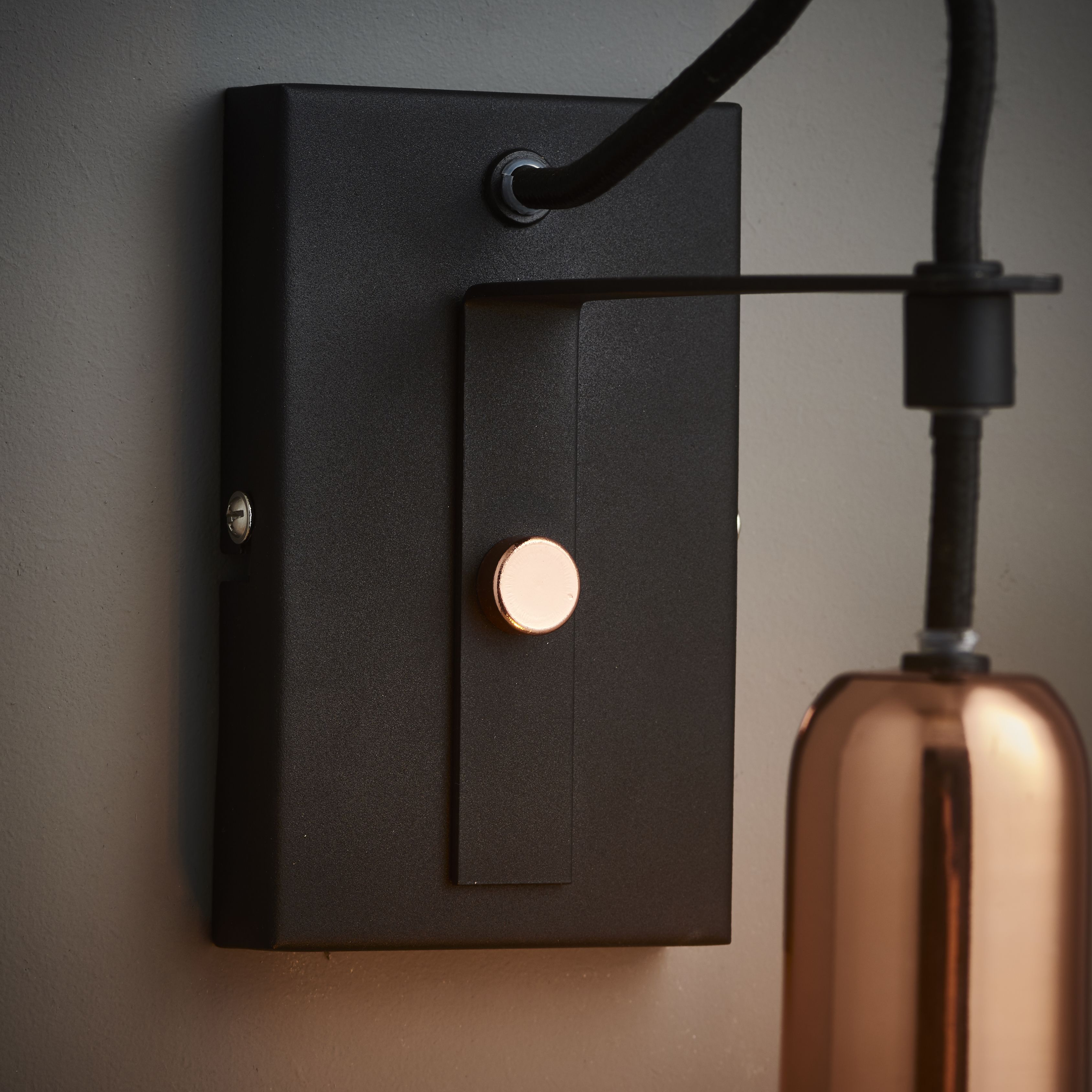 Detroit Black Copper effect Wall light