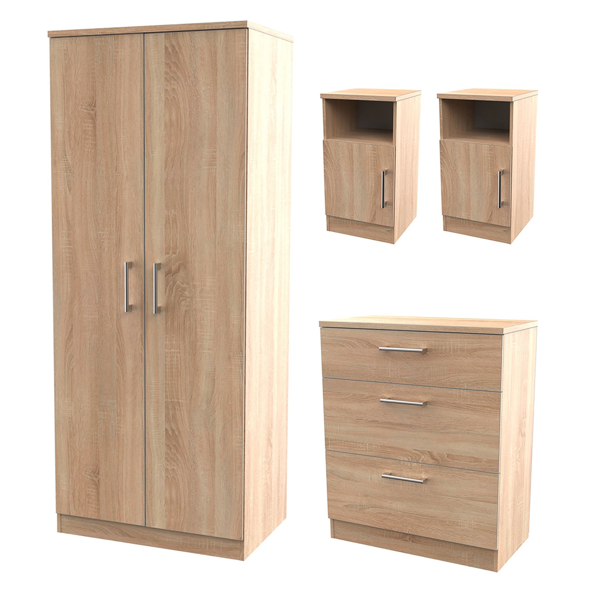 Devon Light oak effect 4 piece Bedroom furniture set