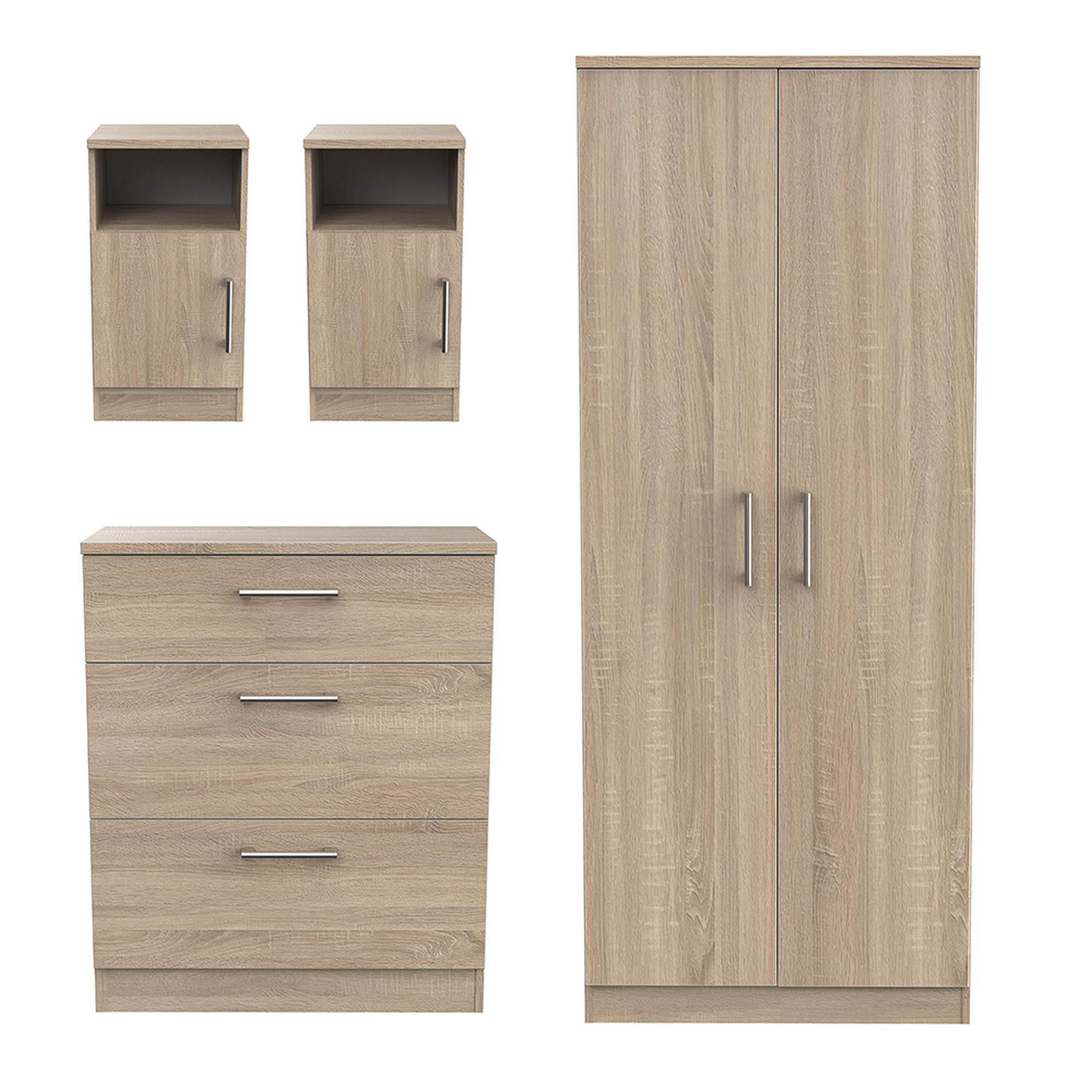 Devon Light oak effect 4 piece Bedroom furniture set