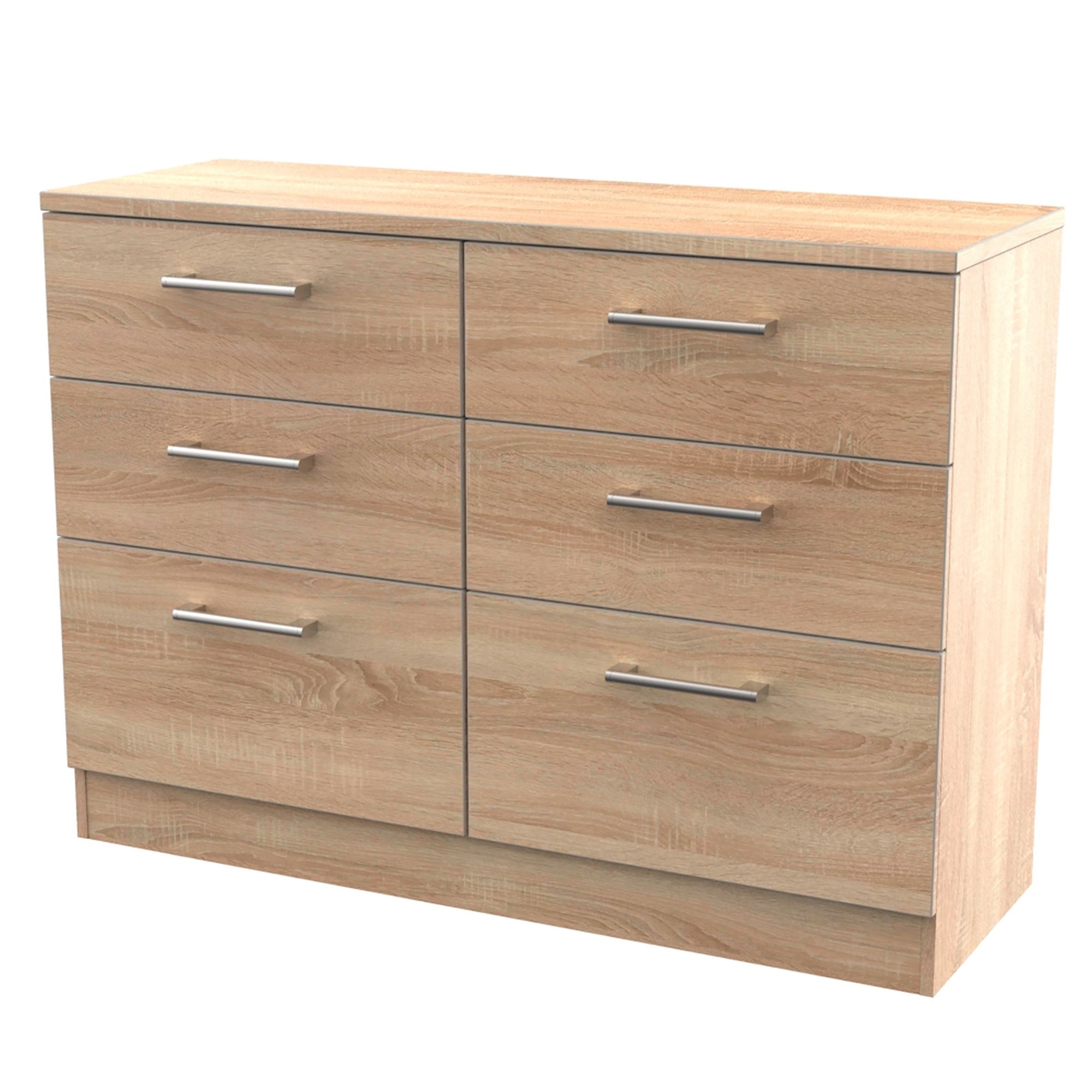 Devon Oak effect 6 Drawer Chest of drawers (H)795mm (W)1120mm (D)415mm