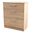 Devon Ready assembled Oak effect 3 Drawer Chest of drawers (H)885mm (W)765mm (D)415mm