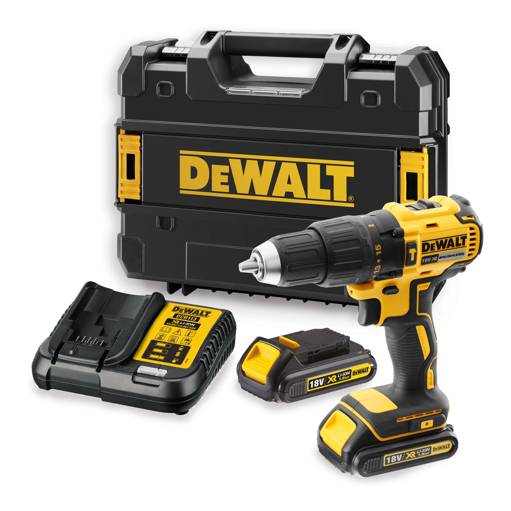 DeWalt 18V 2 x 1.5 Li ion Brushless Cordless Combi drill DCD778S2T BQGB Tradepoint