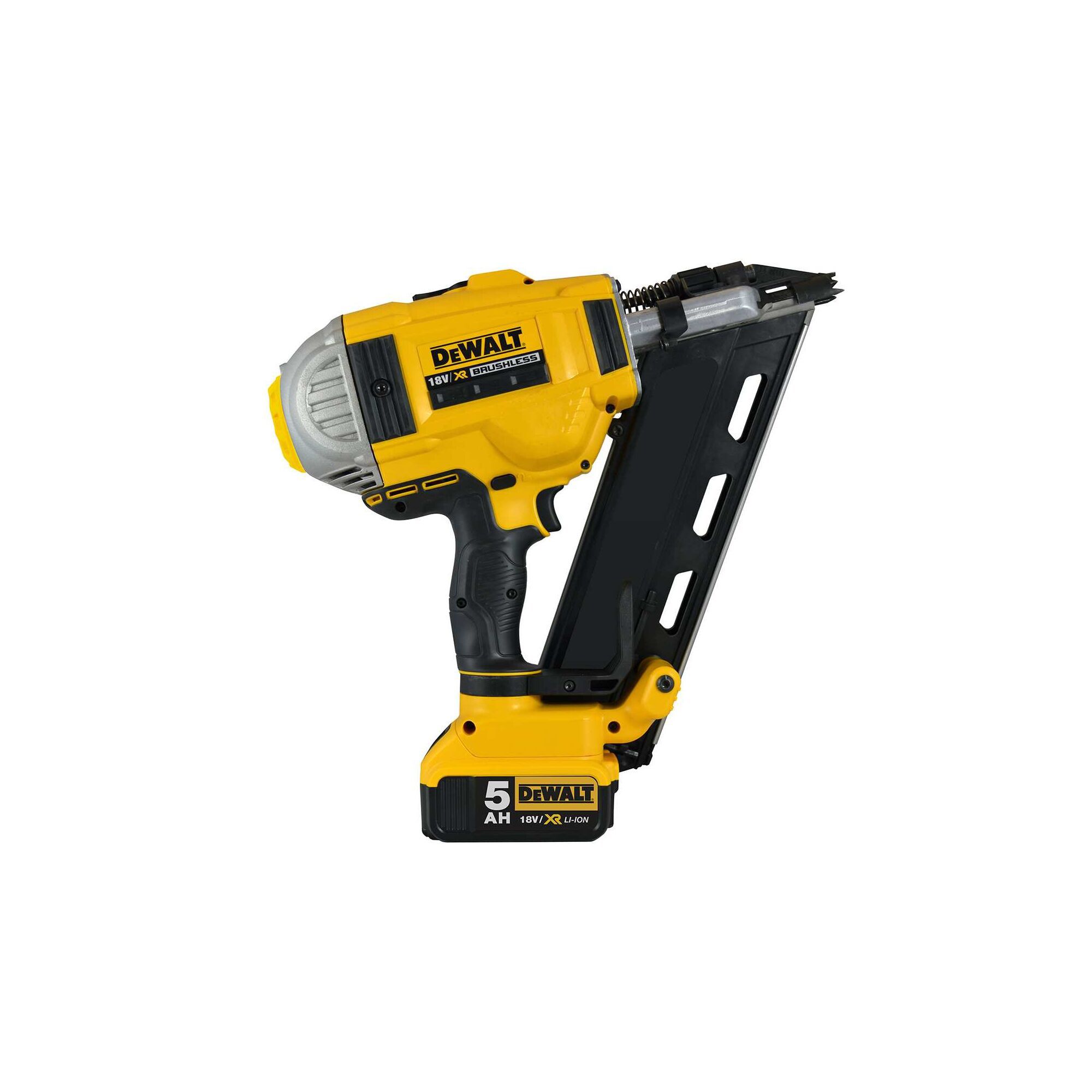 DeWalt 18V 90mm 2 x 5Ah Li-ion XR First fix Cordless Angled Nail gun DCN692P2-GB