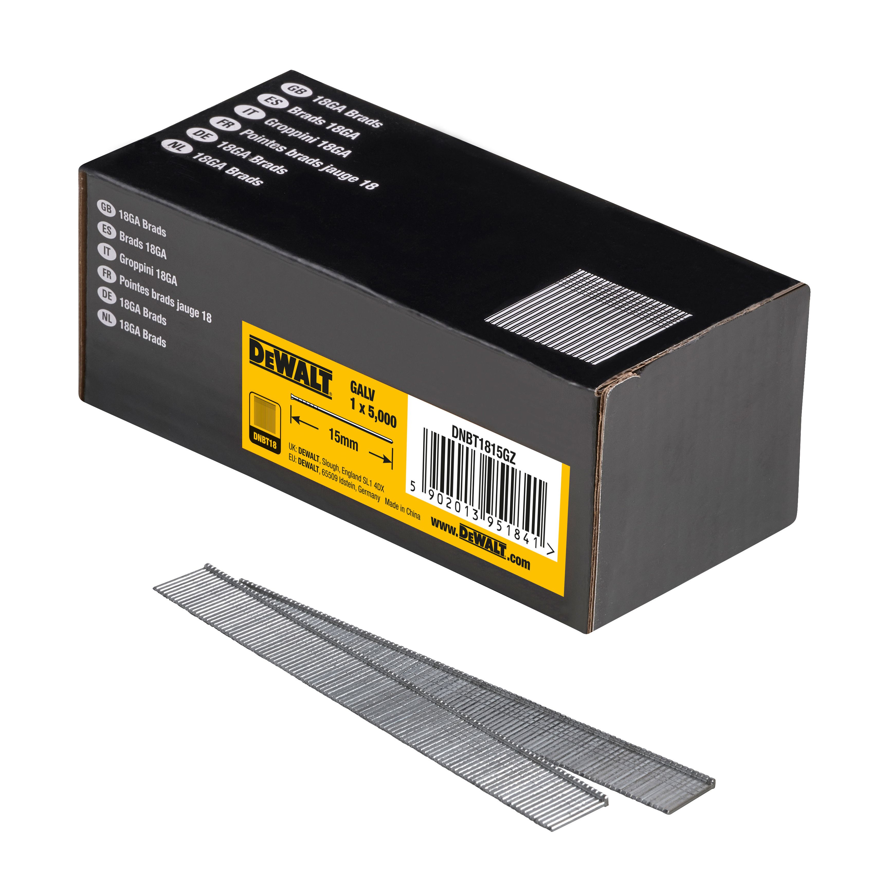DeWalt Collated Brad nail (L)15mm, Pack of 5000