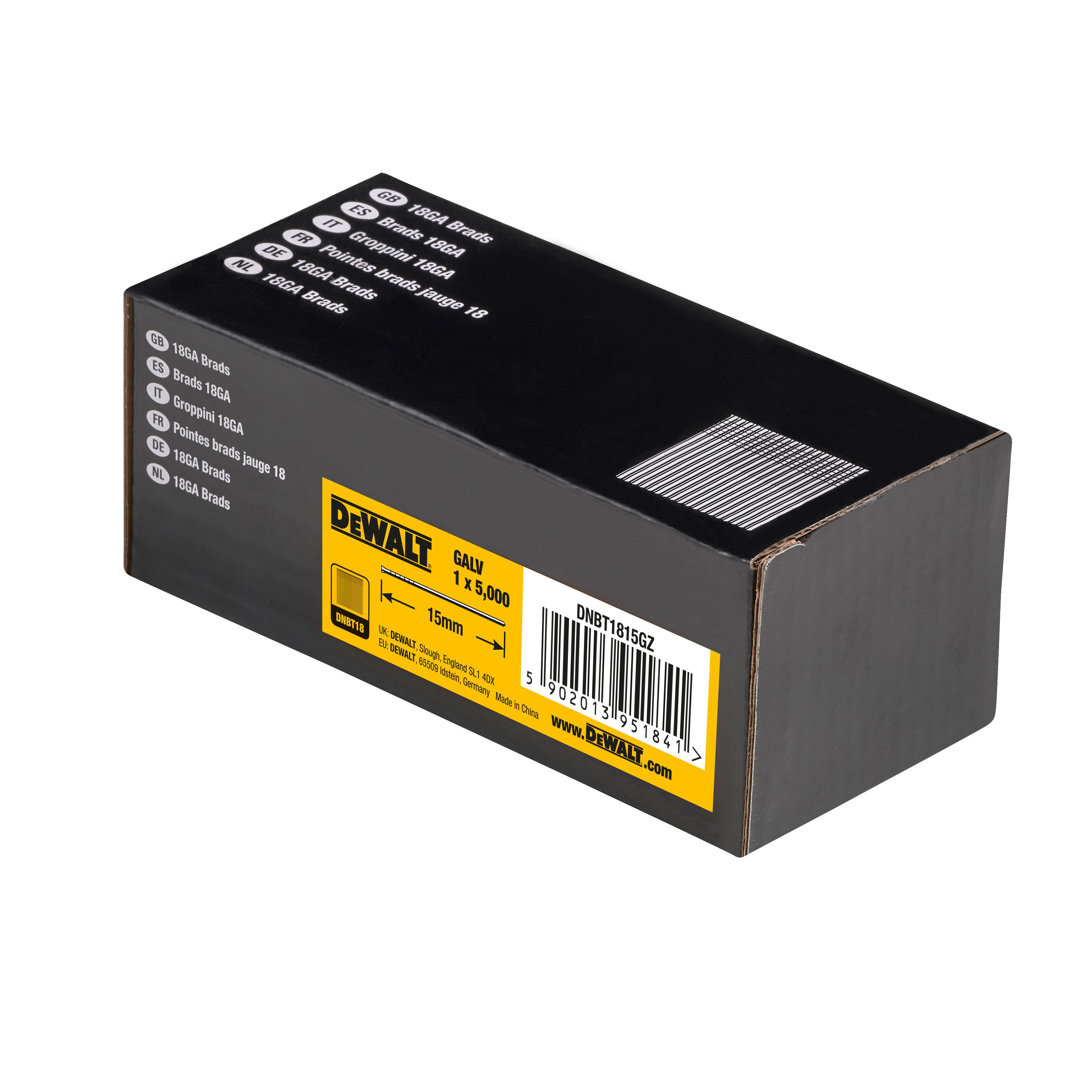 DeWalt Collated Brad nail (L)15mm, Pack of 5000
