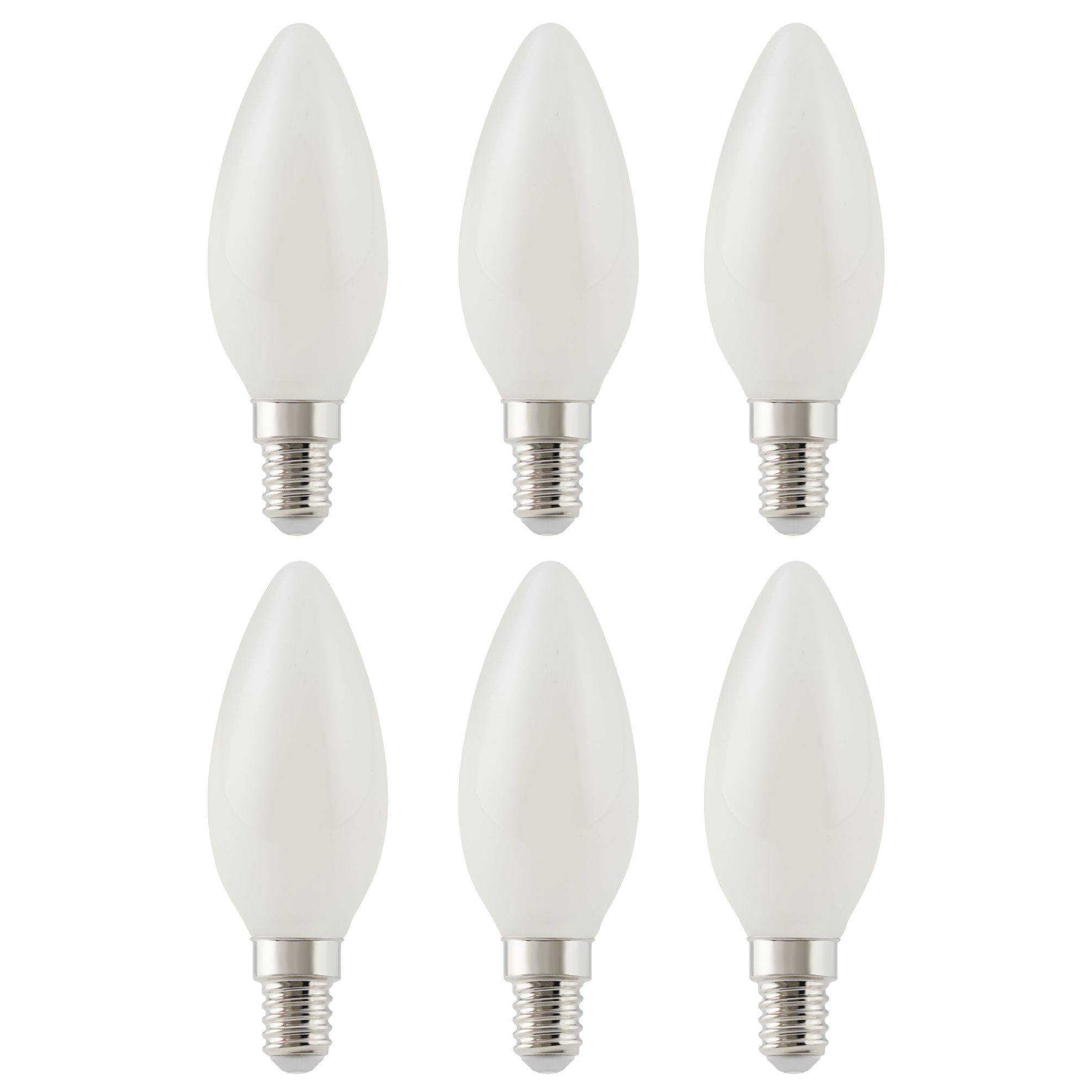 Diall 1.8W 250lm Milky Candle Warm white LED filament Light bulb, Pack of 6